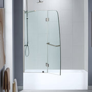 WOODBRIDGE Frameless Hinged Bathtub Shower, 5/16" Tempered Panel, 48-3/8" W x 58" H Tub Glass Door, MTDB4958