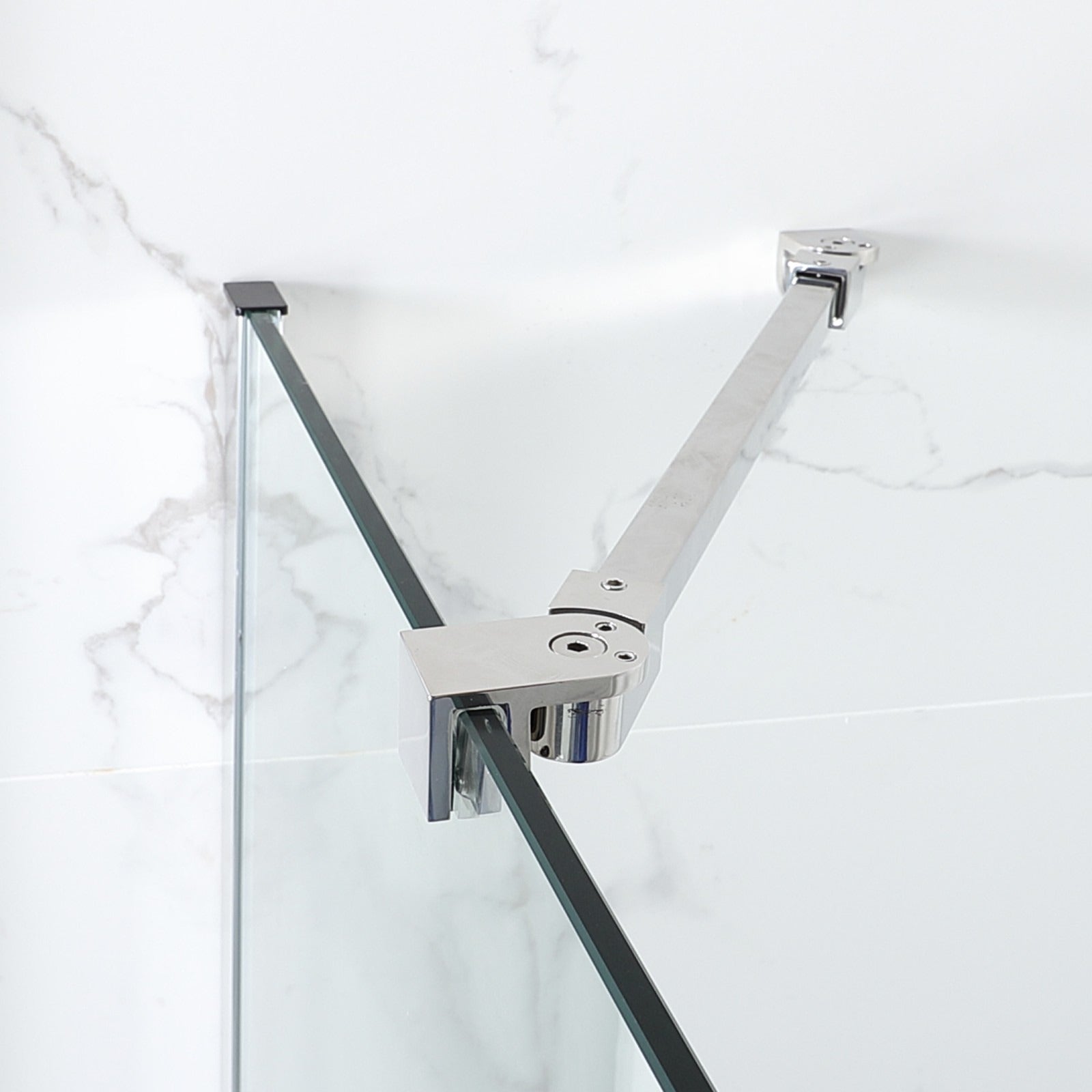WOODBRIDGE Frameless Hinged Bathtub Shower, 5/16" Tempered Panel, 48-3/8" W x 58" H Tub Glass Door, MTDB4958