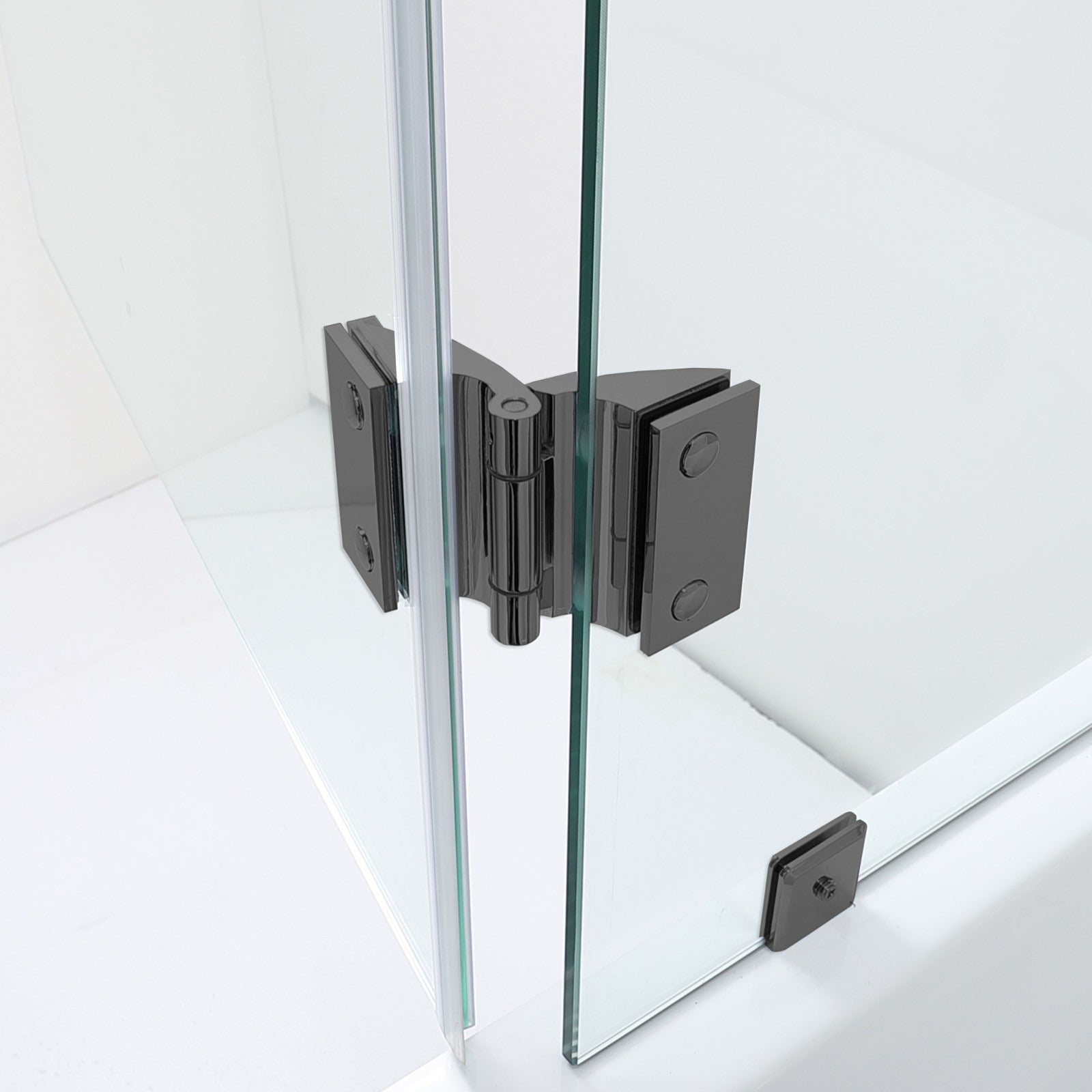 WOODBRIDGE Frameless Hinged Bathtub Shower, 5/16" Tempered Panel, 48-3/8" W x 58" H Tub Glass Door, MTDB4958