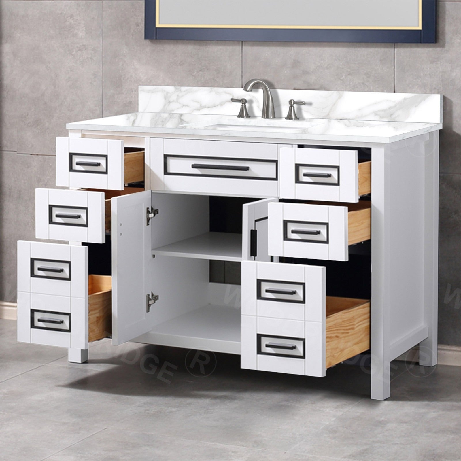 WOODBRIDGE Milan 49" Floor Mounted Single Basin Vanity Set with Solid Wood Cabinet
