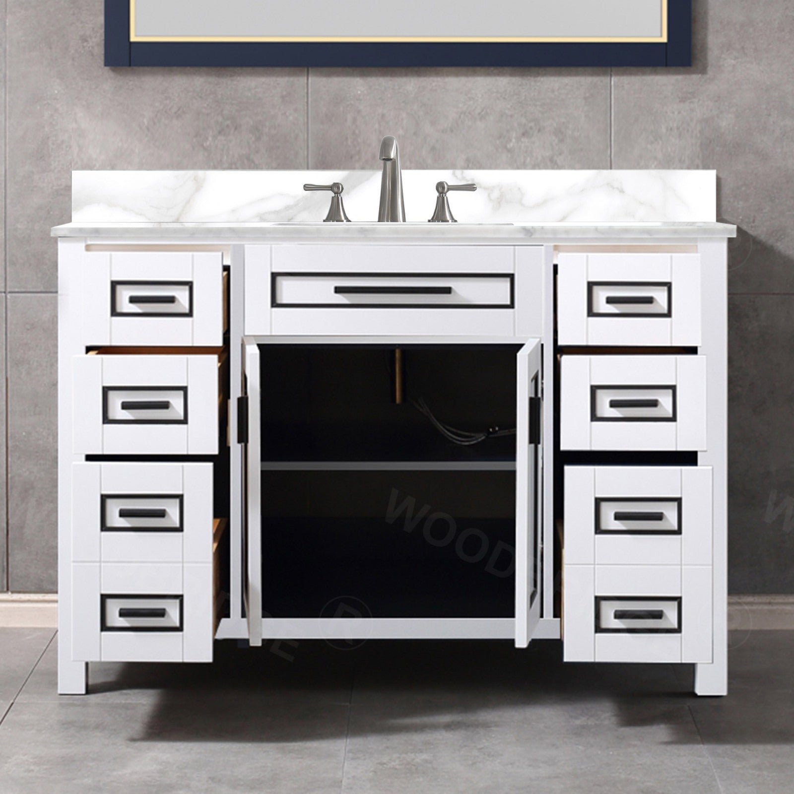 WOODBRIDGE Milan 49" Floor Mounted Single Basin Vanity Set with Solid Wood Cabinet