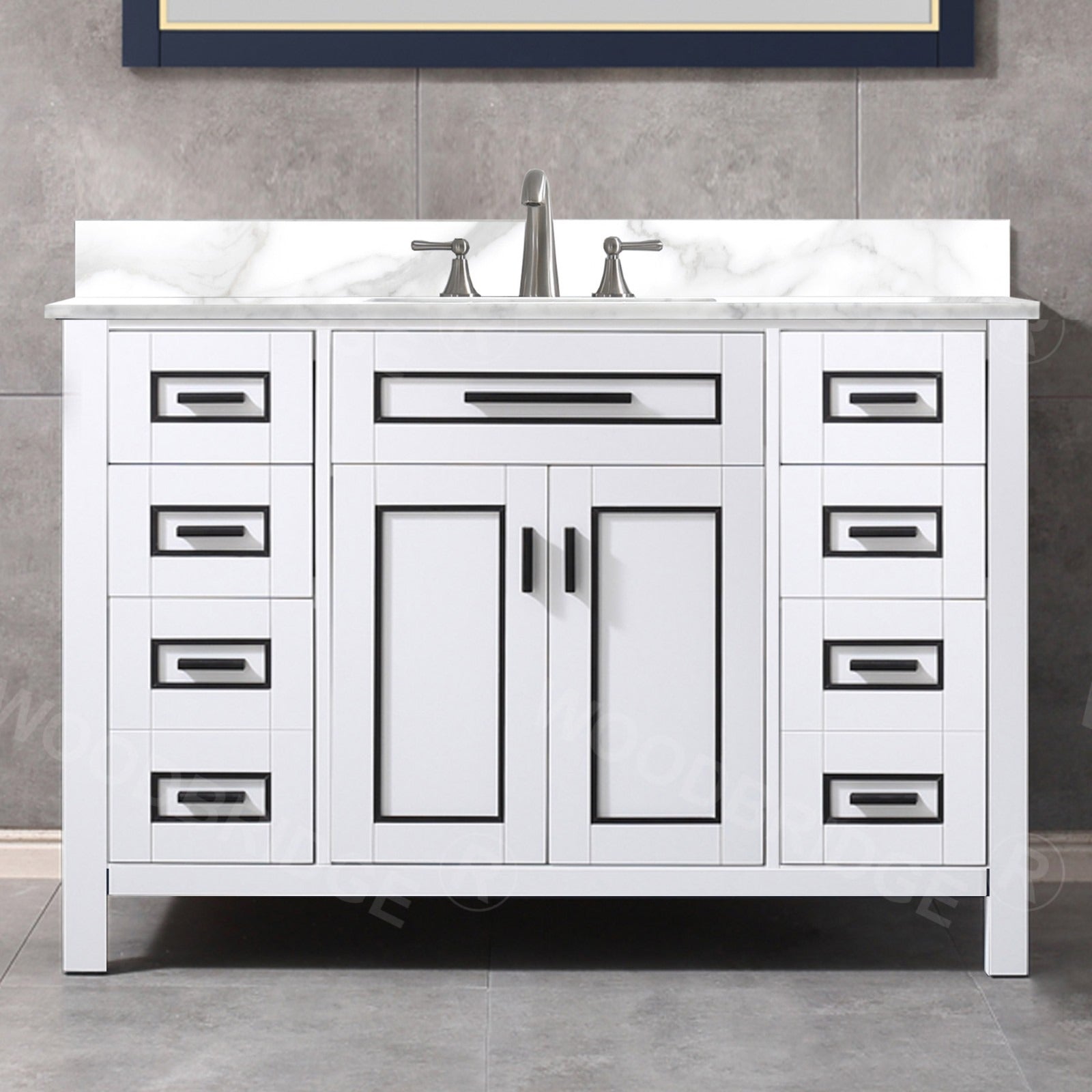 WOODBRIDGE Milan 49" Floor Mounted Single Basin Vanity Set with Solid Wood Cabinet