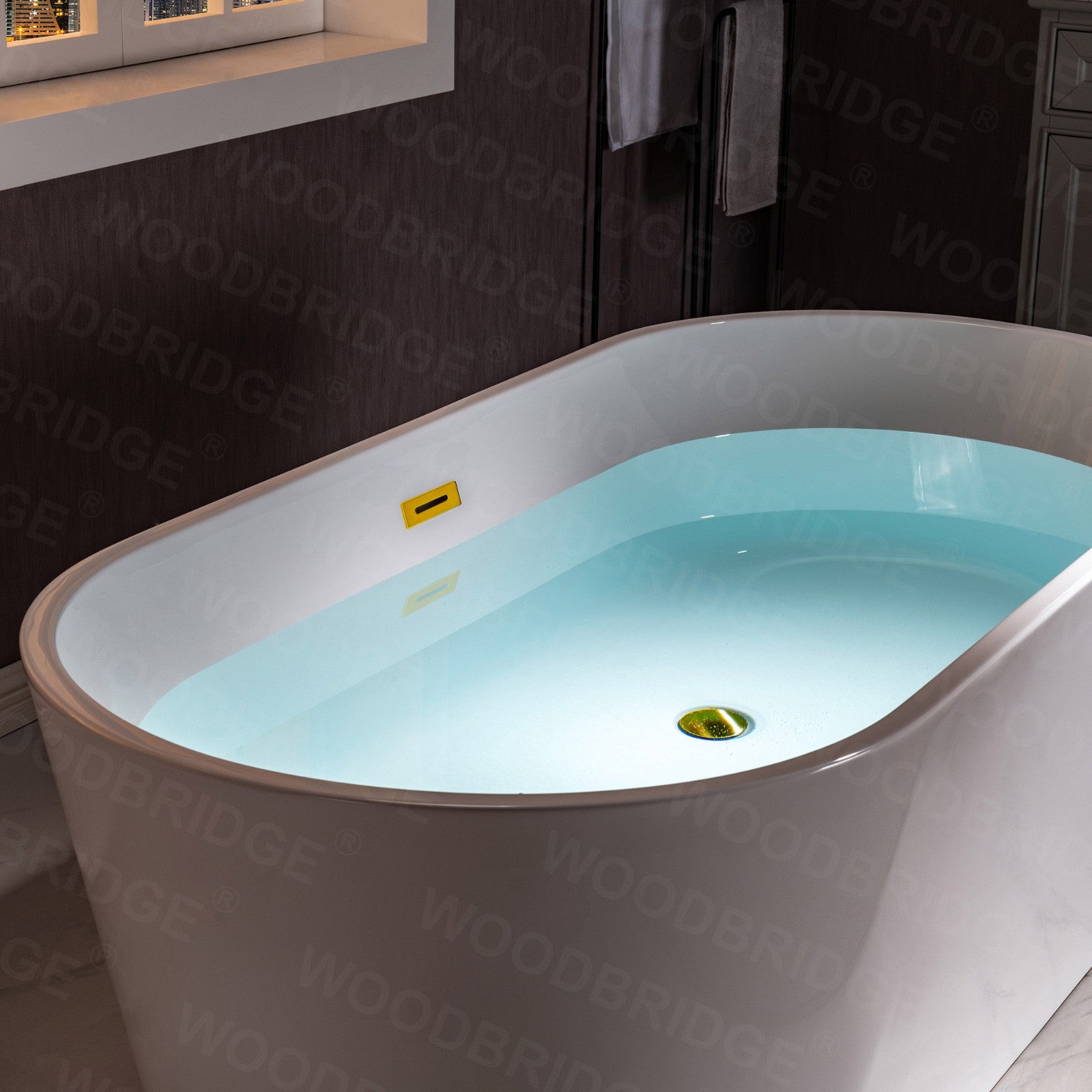 WOODBRIDGE 54" Acrylic Freestanding Bathtub Contemporary Soaking Tub with with Drain & Overflow, B1702
