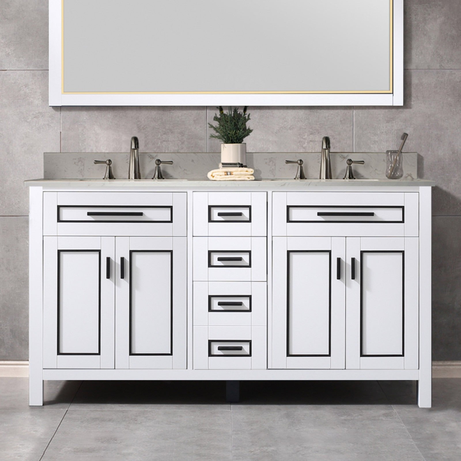 Woodbridge Milan 61" Floor Mounted Single Basin Vanity Set with Solid Wood Cabinet
