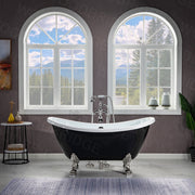 WOODBRIDGE 59" Heavy Duty Acrylic Double Slipper Clawfoot Bath Tub with Drain & Overflow, BTA1842