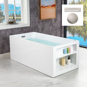 WOODBRIDGE 59" Acrylic Freestanding Bathtub Contemporary Soaking Tub with Drain & Overflow, BTA0081