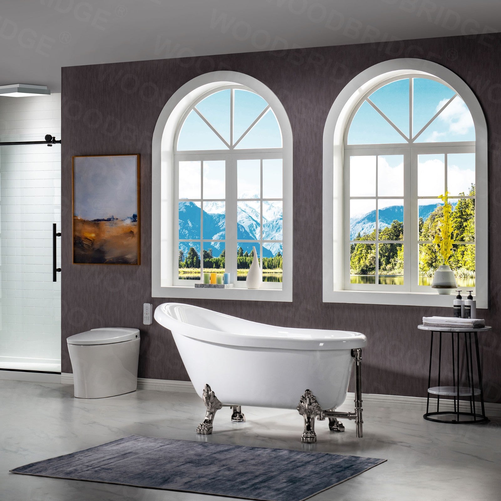 WOODBRIDGE 54" Heavy Duty Acrylic Slipper Clawfoot Bathtub with Drain & Overflow – Multiple Finishes, B0021 Series