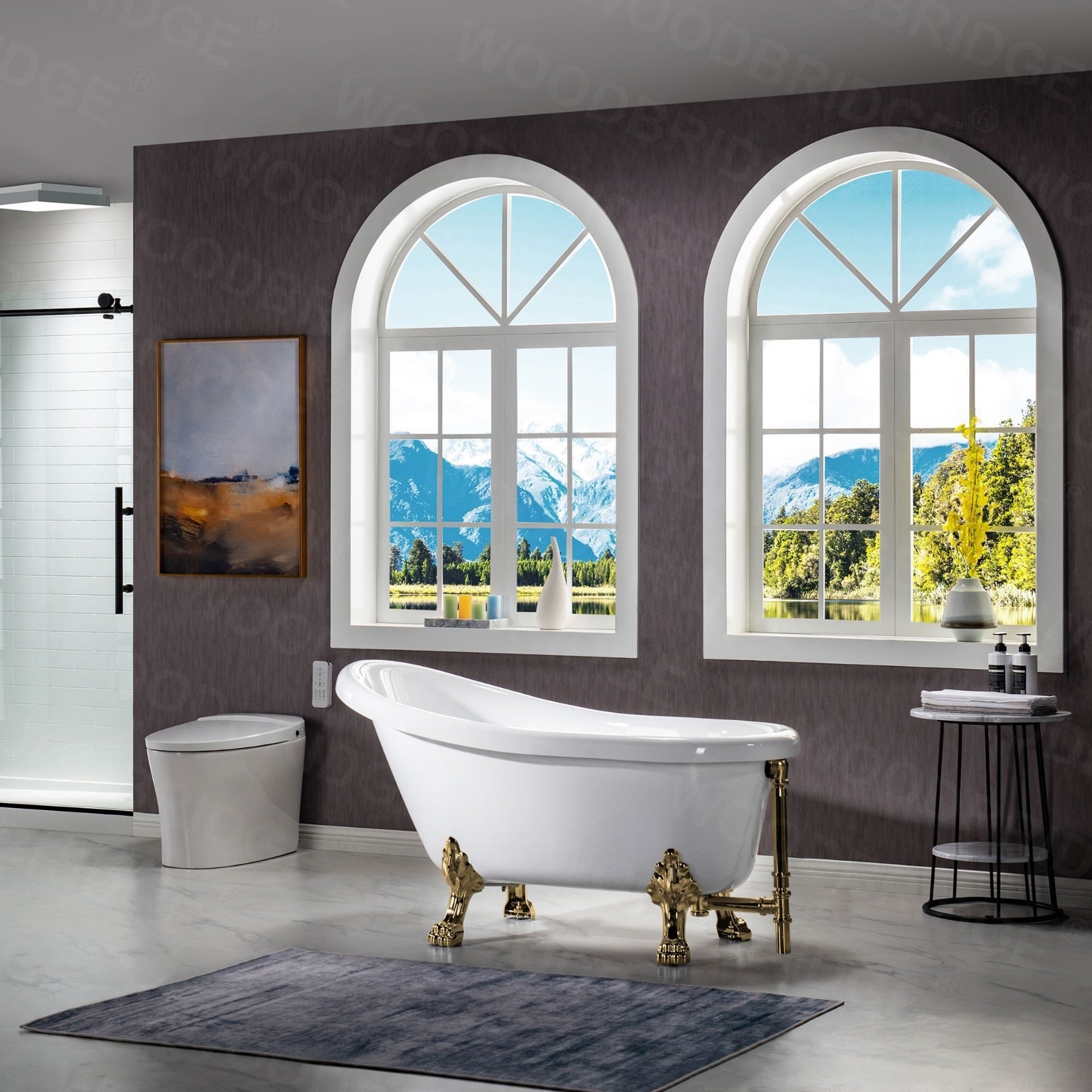 WOODBRIDGE 54" Heavy Duty Acrylic Slipper Clawfoot Bathtub with Drain & Overflow – Multiple Finishes, B0021 Series