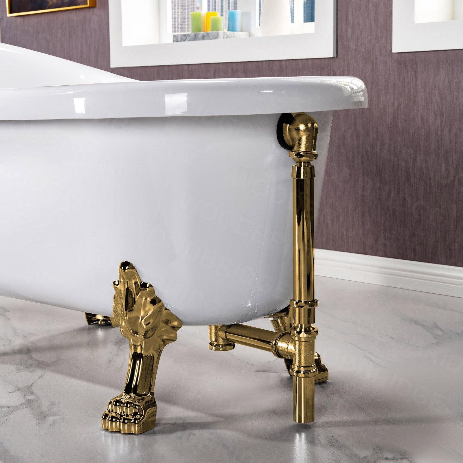 WOODBRIDGE 54" Heavy Duty Acrylic Slipper Clawfoot Bathtub with Drain & Overflow – Multiple Finishes, B0021 Series