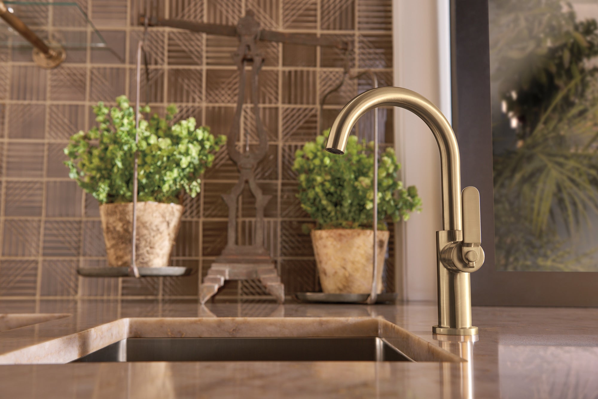 Brizo Litze® Bar Faucet with Arc Spout and Industrial Handle Kit