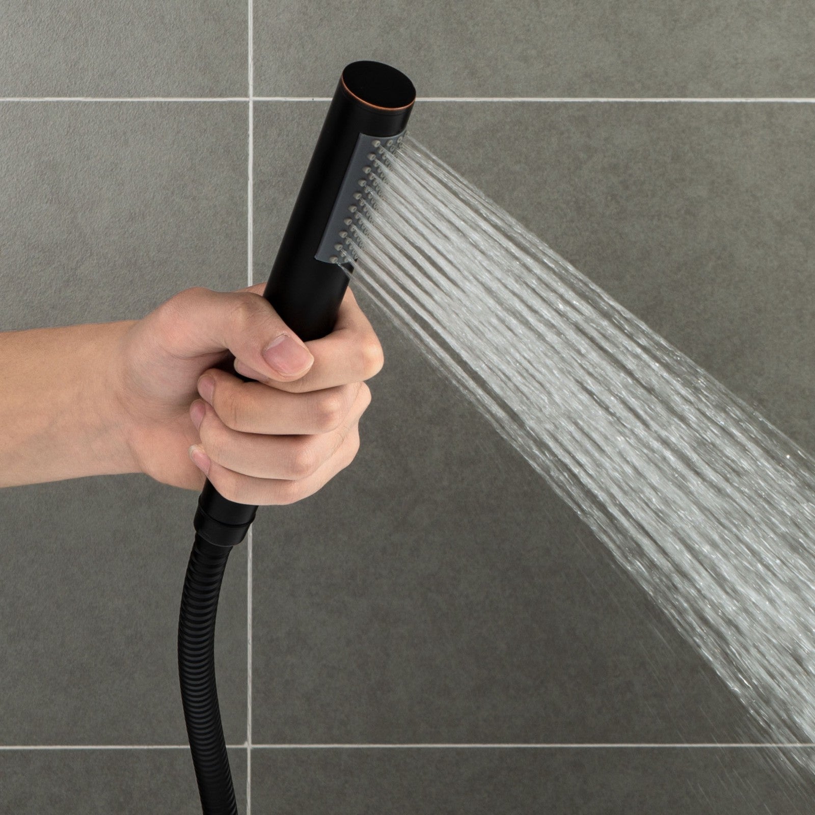WOODBRIDGE Contemporary Single Handle Floor Mount Freestanding Tub Filler Faucet with Cylinder Shape Hand shower
