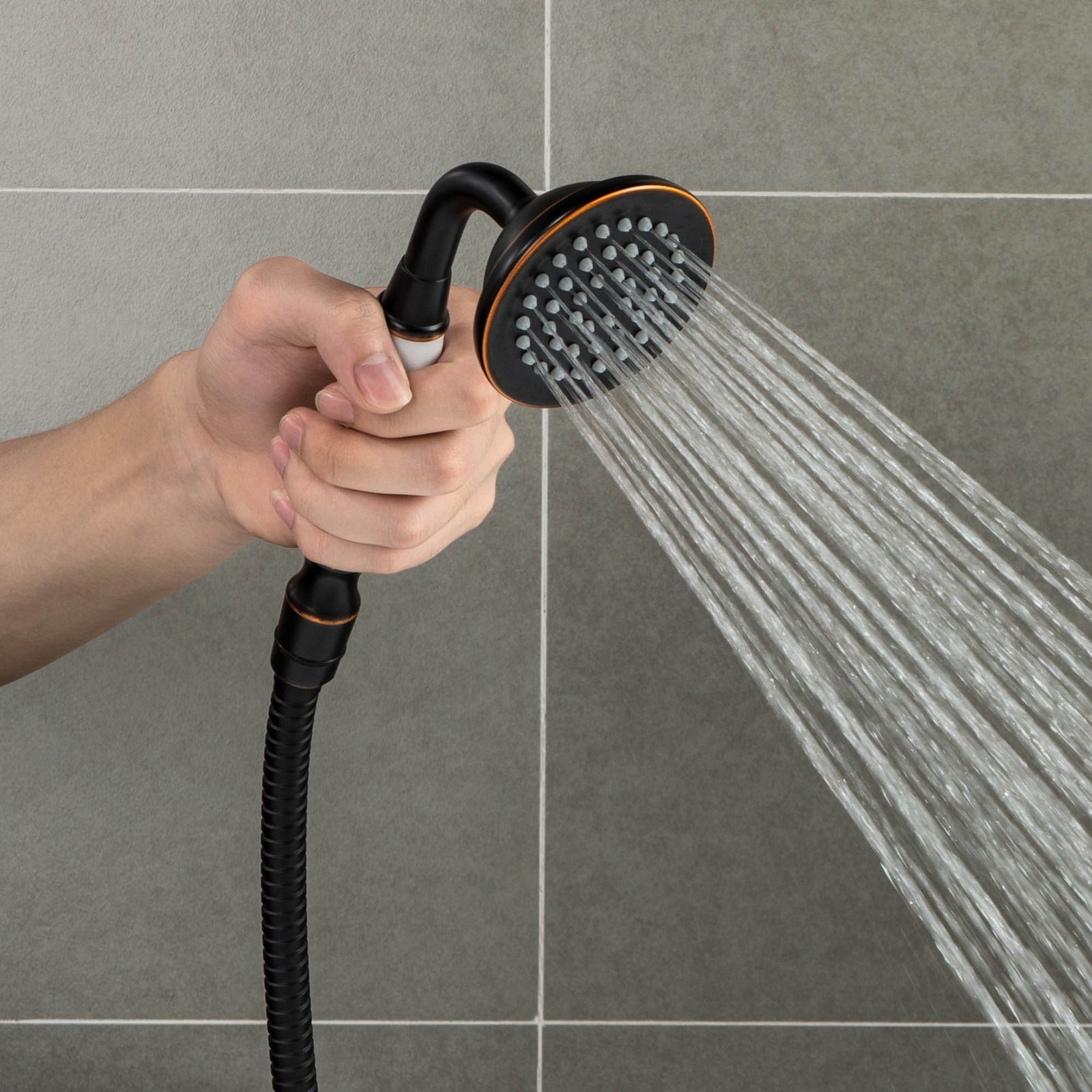 WOODBRIDGE Fusion Single Handle Floor Mount Freestanding Tub Filler Faucet with Telephone Hand shower