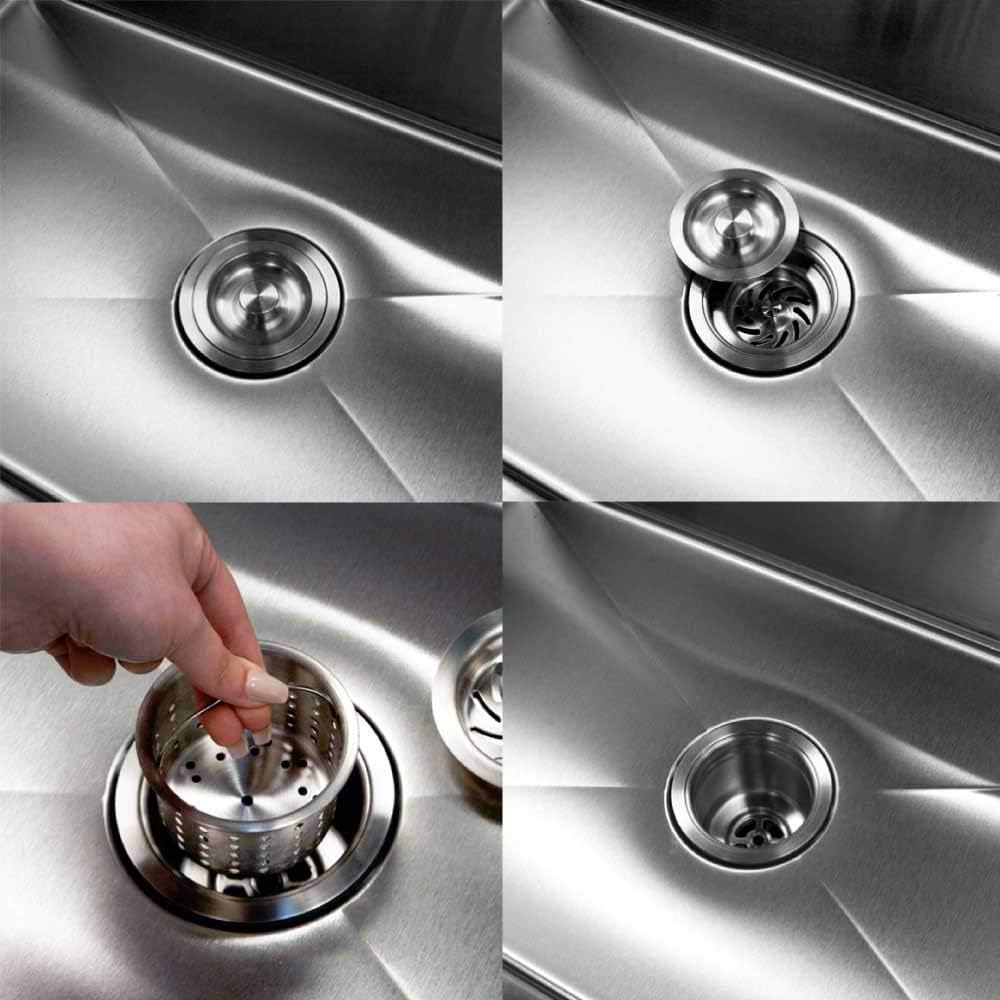 Houzer 3-1/2" Stainless Steel Deep Cup Basket Strainer with EZ Grip