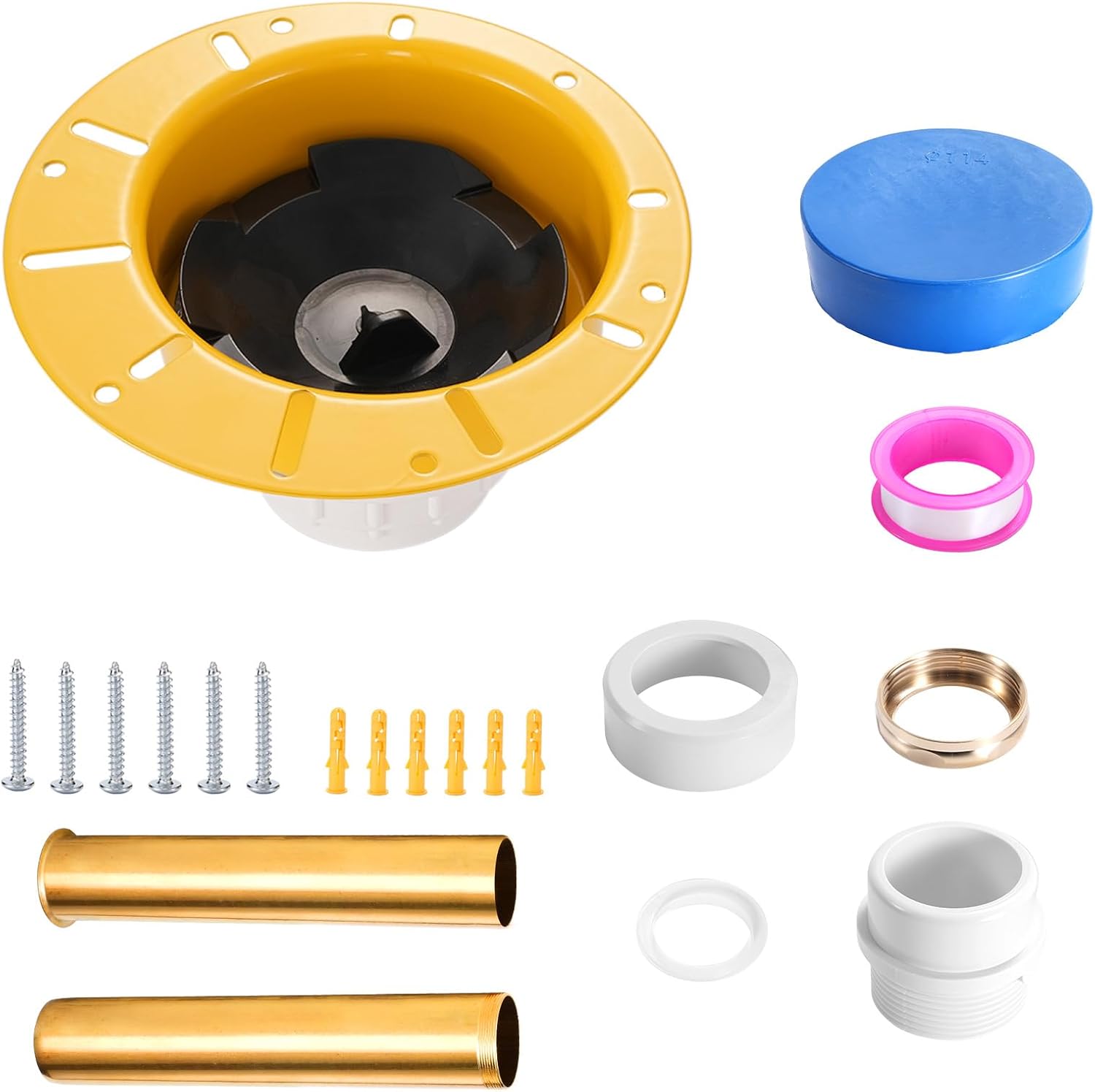 Freestanding Tub Drain Rough‑In Kit – Bathtub Drain Kit with PVC Adapter and Brass Tail Pipes, Compatible with Freestanding and Floor‑Mounted Tub