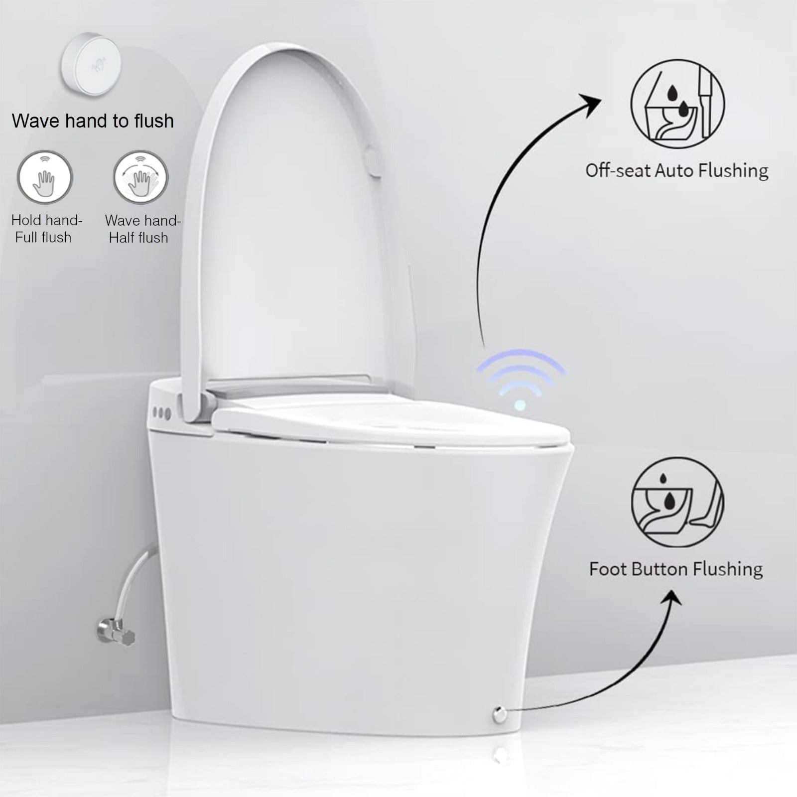 WOODBRIDGE BW5100S One Piece Modern,Slim, Tankless and High Efficiency Toilet with Battery Operated Auto Flushing
