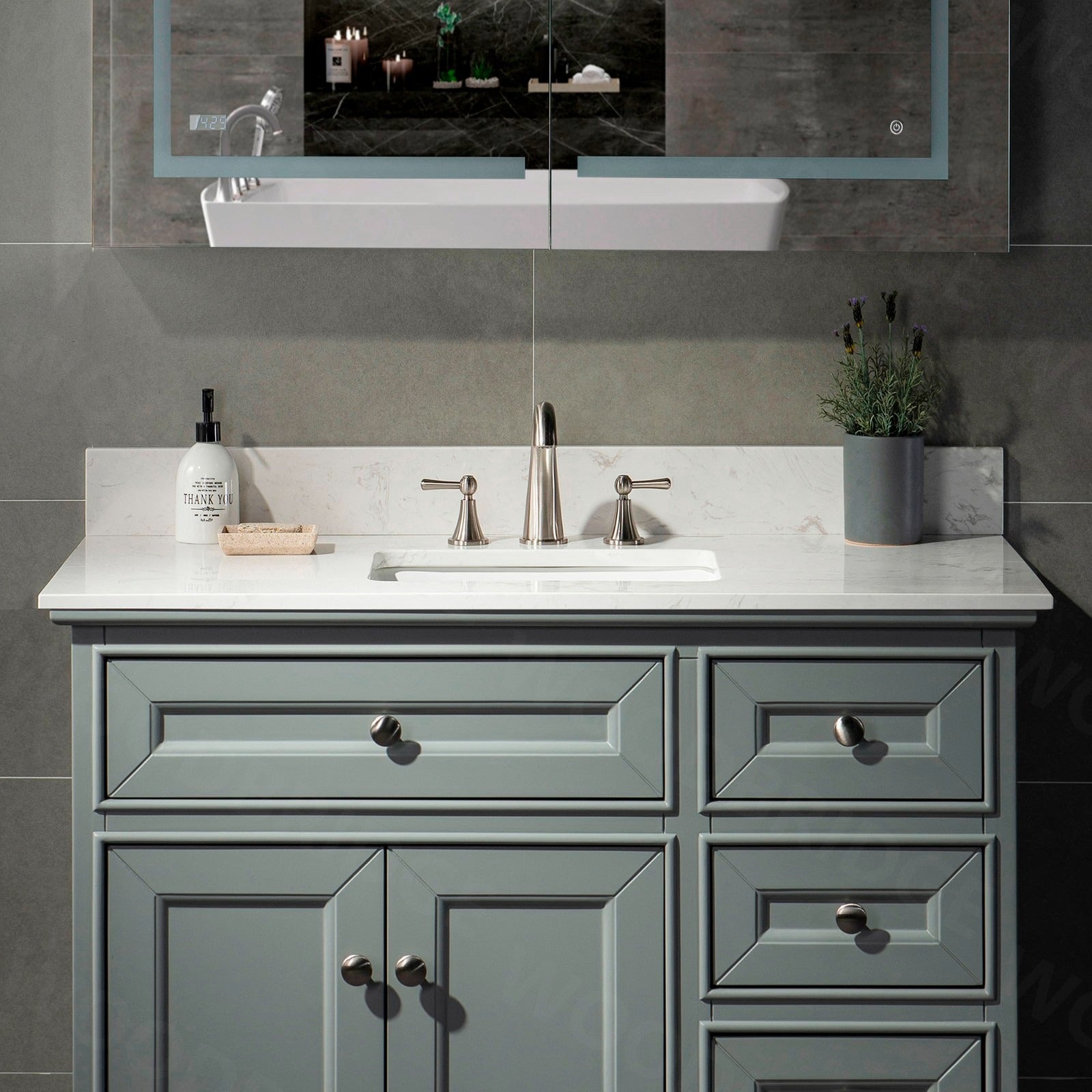 WOODBRIDGE 37" x22" Vanity Top with Single Under Mount Rectangle Bowl, CALAVT3722-8