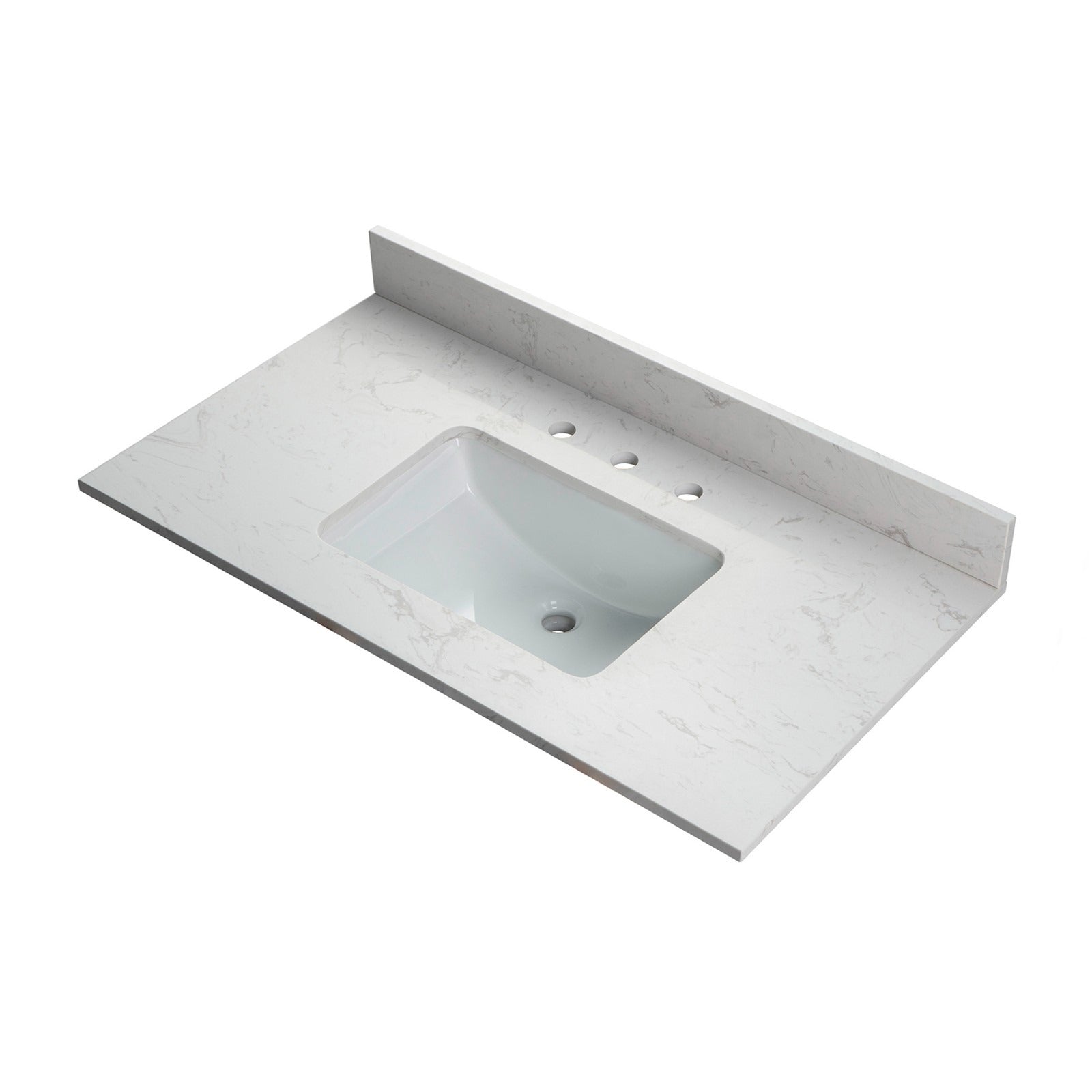 WOODBRIDGE 37" x22" Vanity Top with Single Under Mount Rectangle Bowl, CALAVT3722-8
