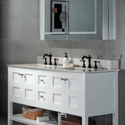 WOODBRIDGE 61" x 22" Vanity Top with Double Under Mount Rectangle Bowls, CALAVT6122D-8