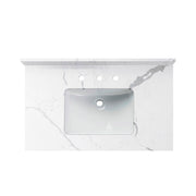WOODBRIDGE 37" x22" Vanity Top with Single Under Mount Rectangle Bowl, Fish Belly Engineered stone, Pre-drilled with 3-hole for 8-inch Widespread Faucet set up Option