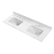 WOODBRIDGE 61" x 22" Vanity Top with Double Under Mount Rectangle Bowls, FBVT6122D-4