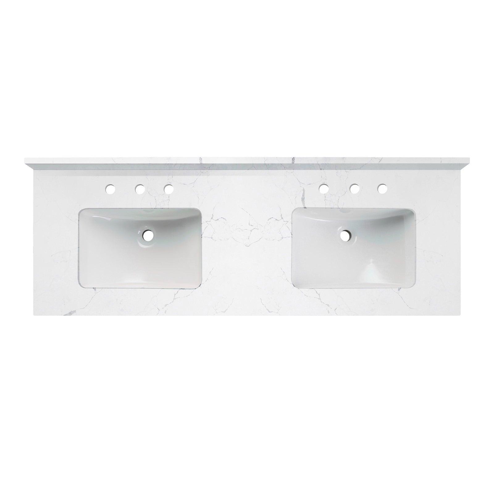WOODBRIDGE 61" x 22" Vanity Top with Double Under Mount Rectangle Bowls, FBVT6122D-8