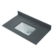 WOODBRIDGE 37" x22" Vanity Top with Single Under Mount Rectangle Bowl, Dark Gray Engineered stone, Pre-drilled with 3-hole for 8-inch Widespread Faucet set up Option