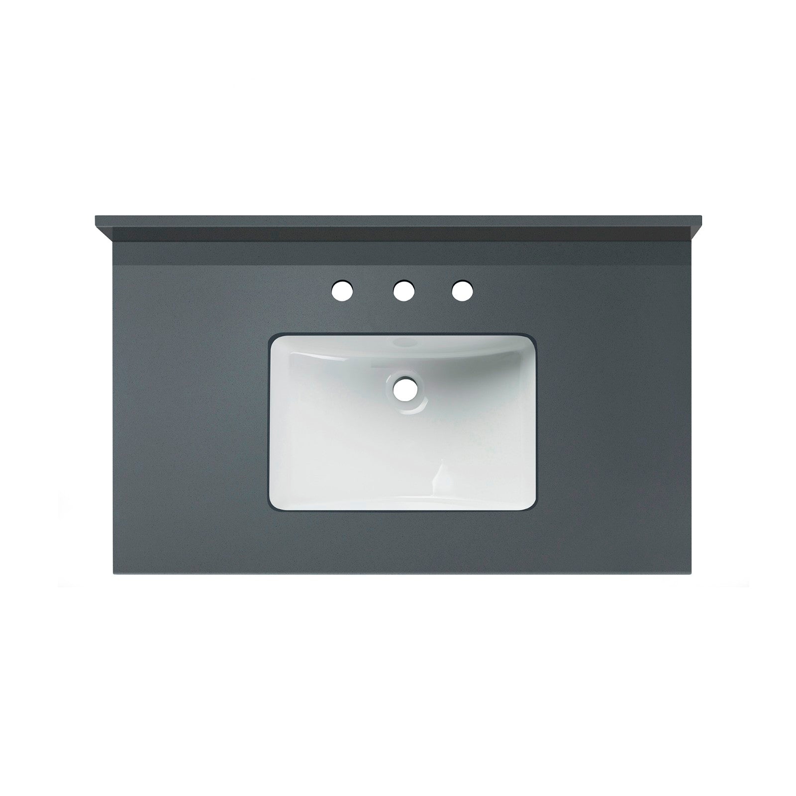 WOODBRIDGE 37" x22" Vanity Top with Single Under Mount Rectangle Bowl, Dark Gray Engineered stone, Pre-drilled with 3-hole for 8-inch Widespread Faucet set up Option