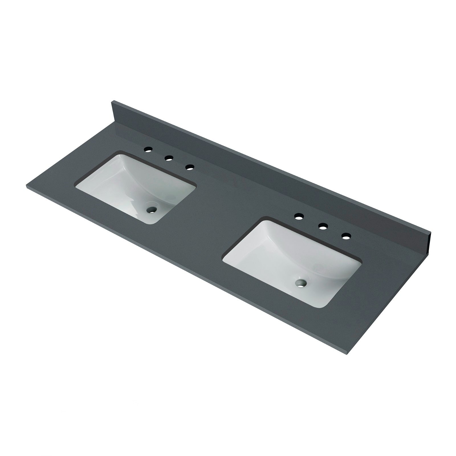 WOODBRIDGE 61" x 22" Vanity Top with Double Under Mount Rectangle Bowls, DGVT6122D-8