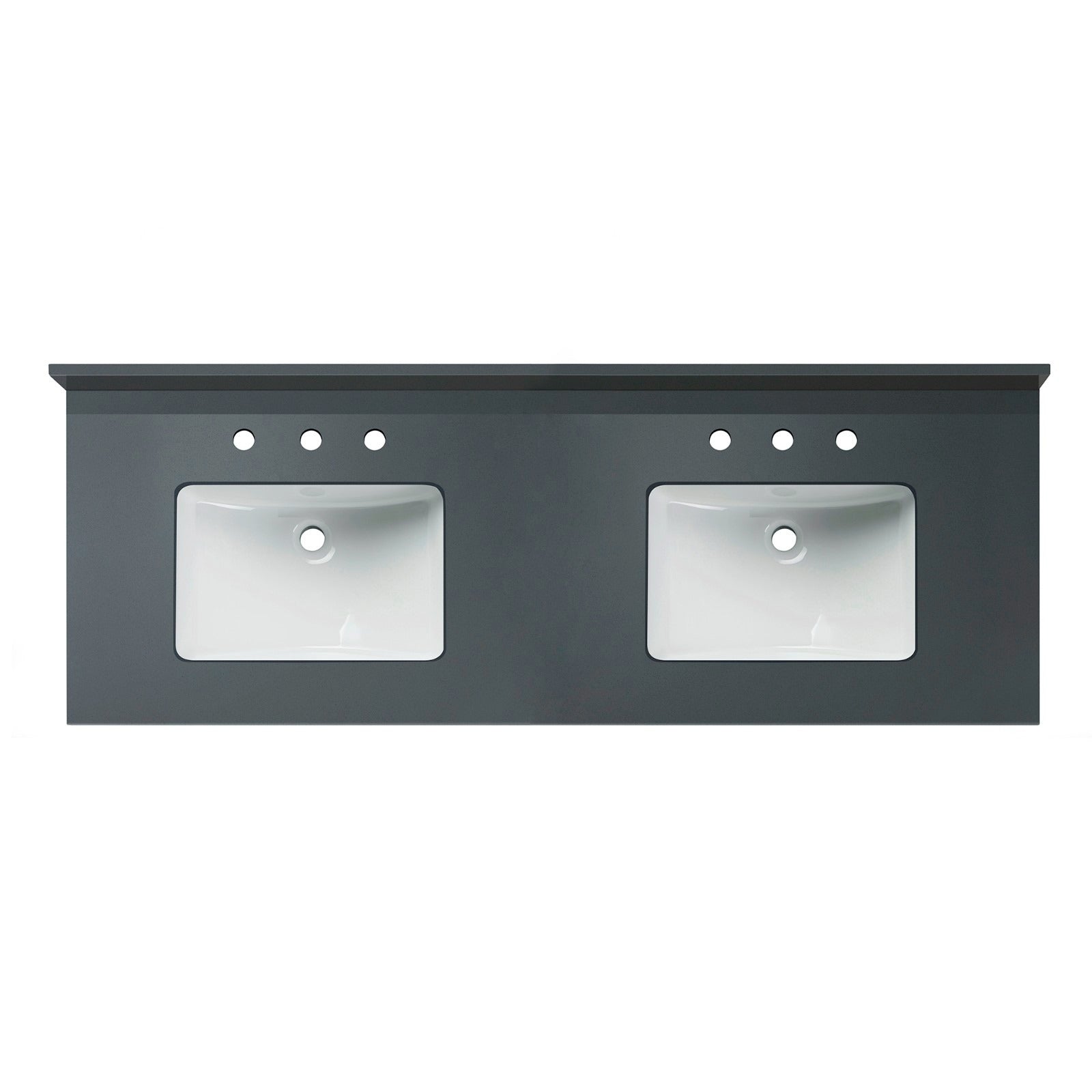 WOODBRIDGE 61" x 22" Vanity Top with Double Under Mount Rectangle Bowls, DGVT6122D-4
