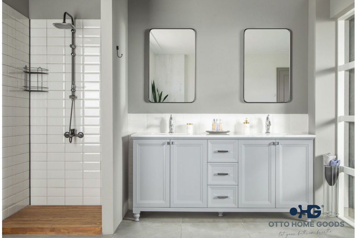 Isabel 72" Gray Double Sink Bathroom Vanity with Quartz Top & Chrome Hardware