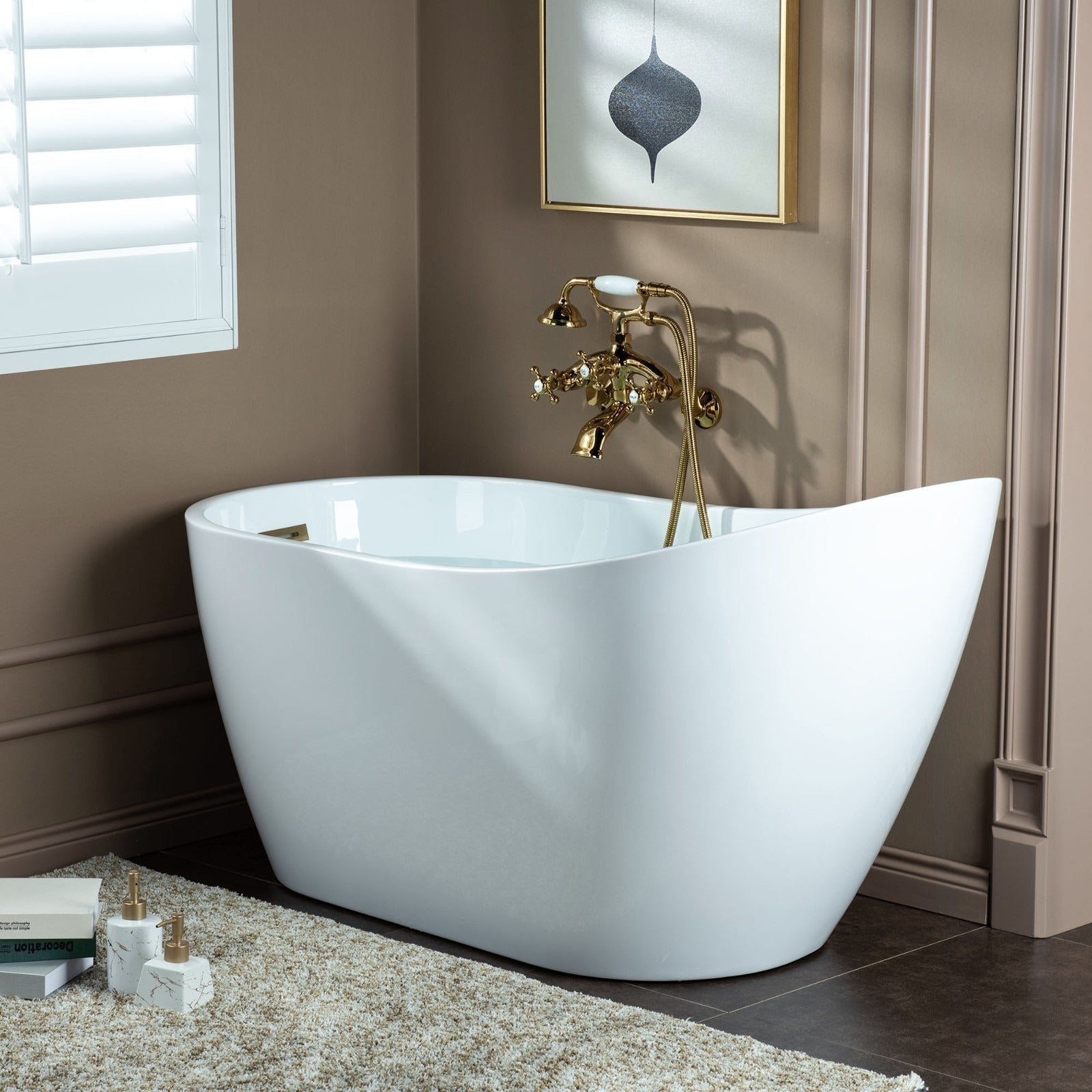 WOODBRIDGE Wall Mount Adjustable Centers Bathtub Faucet with 3 Metal Cross Handles and Telephone Style Hand Shower, F003