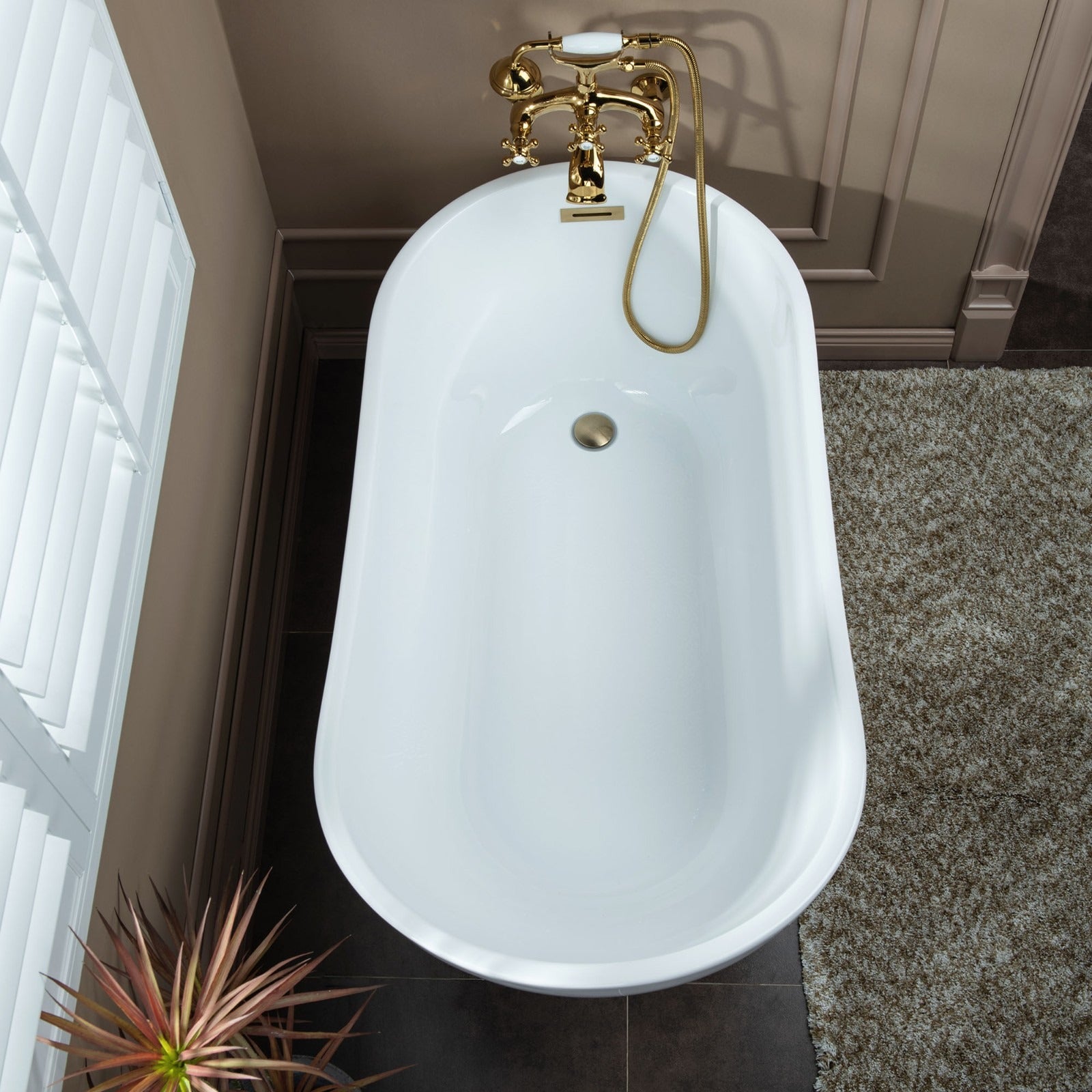 WOODBRIDGE Wall Mount Adjustable Centers Bathtub Faucet with 3 Metal Cross Handles and Telephone Style Hand Shower, F003
