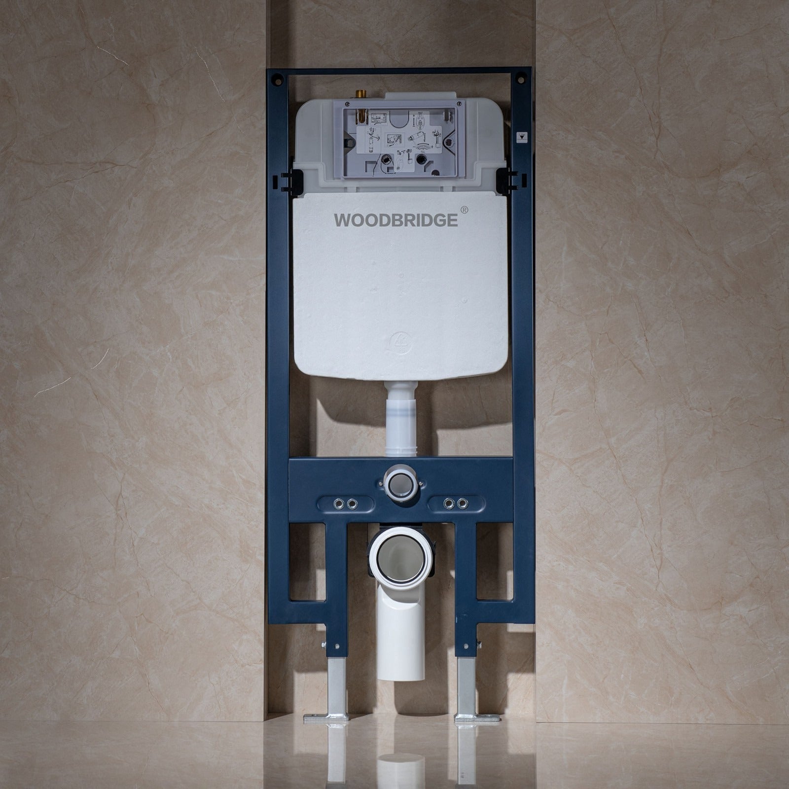 WOODBRIDGE In-Wall 0.8 GPF/1.60 GPF Dual Flus Toilet Tank Carrier System for 2 x 4 stud installation, WHTA001