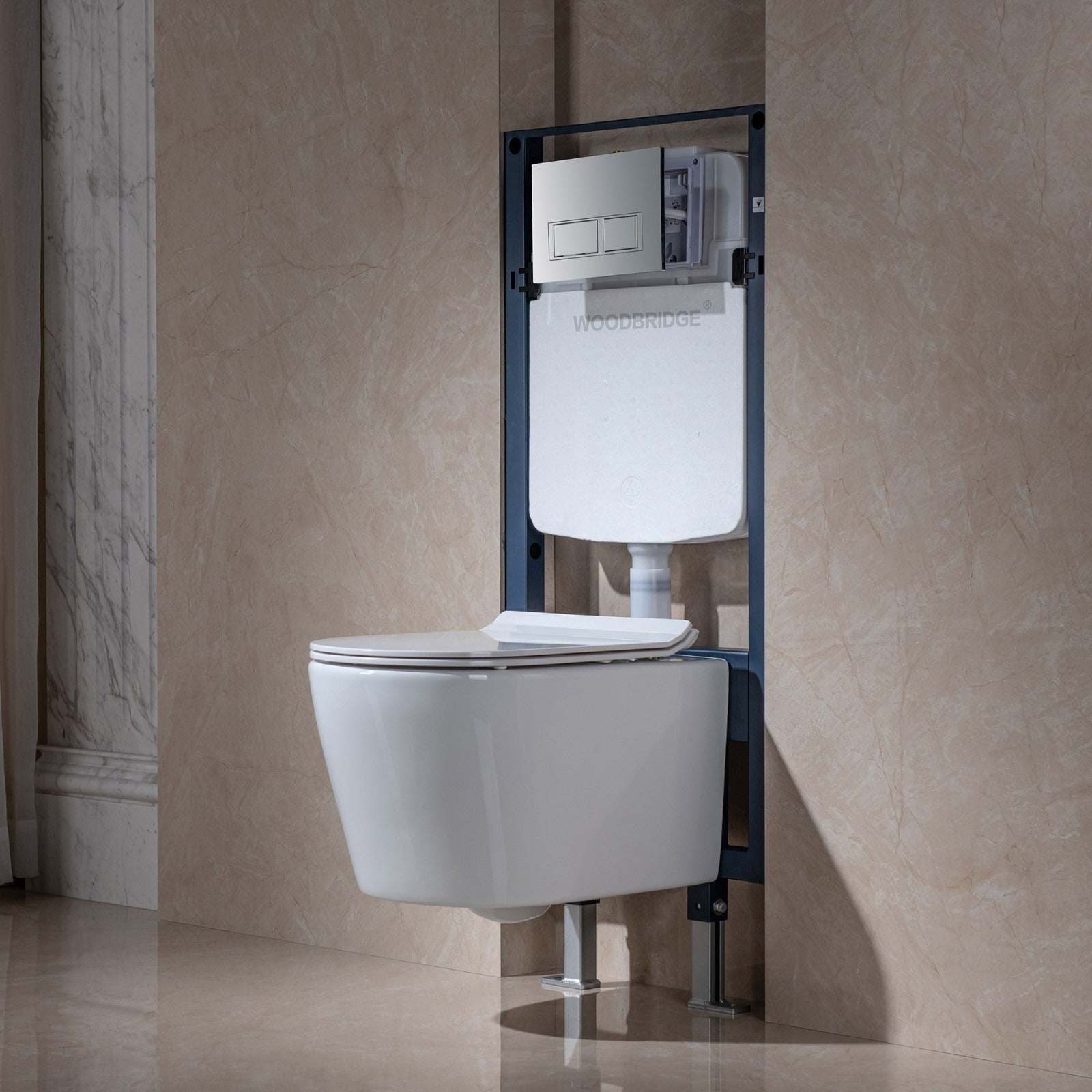 WOODBRIDGE In-Wall 0.8 GPF/1.60 GPF Dual Flus Toilet Tank Carrier System for 2 x 4 stud installation, WHTA001