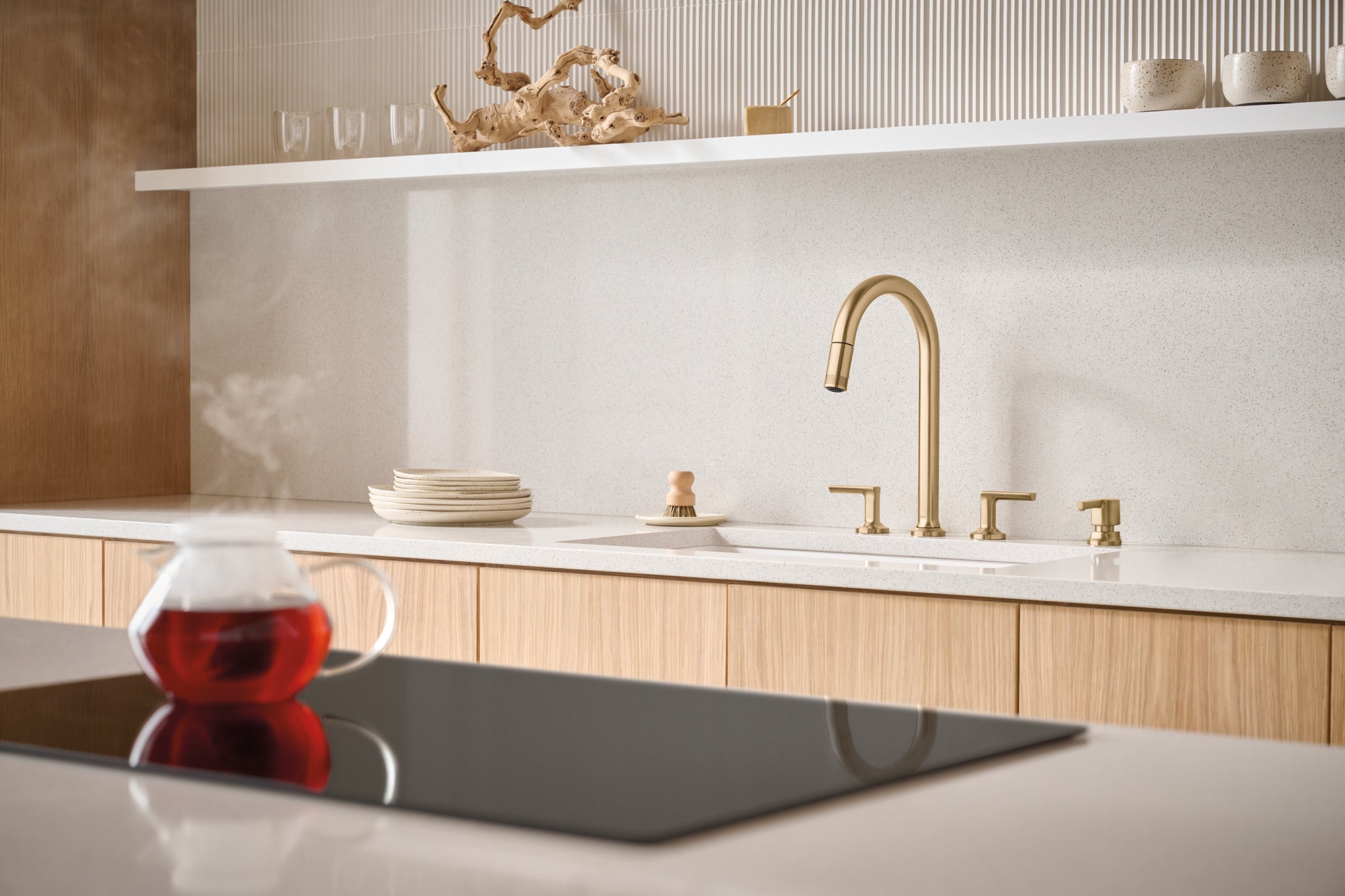 Brizo Kintsu® Widespread Pull-Down Faucet with Arc Spout - Less Handles