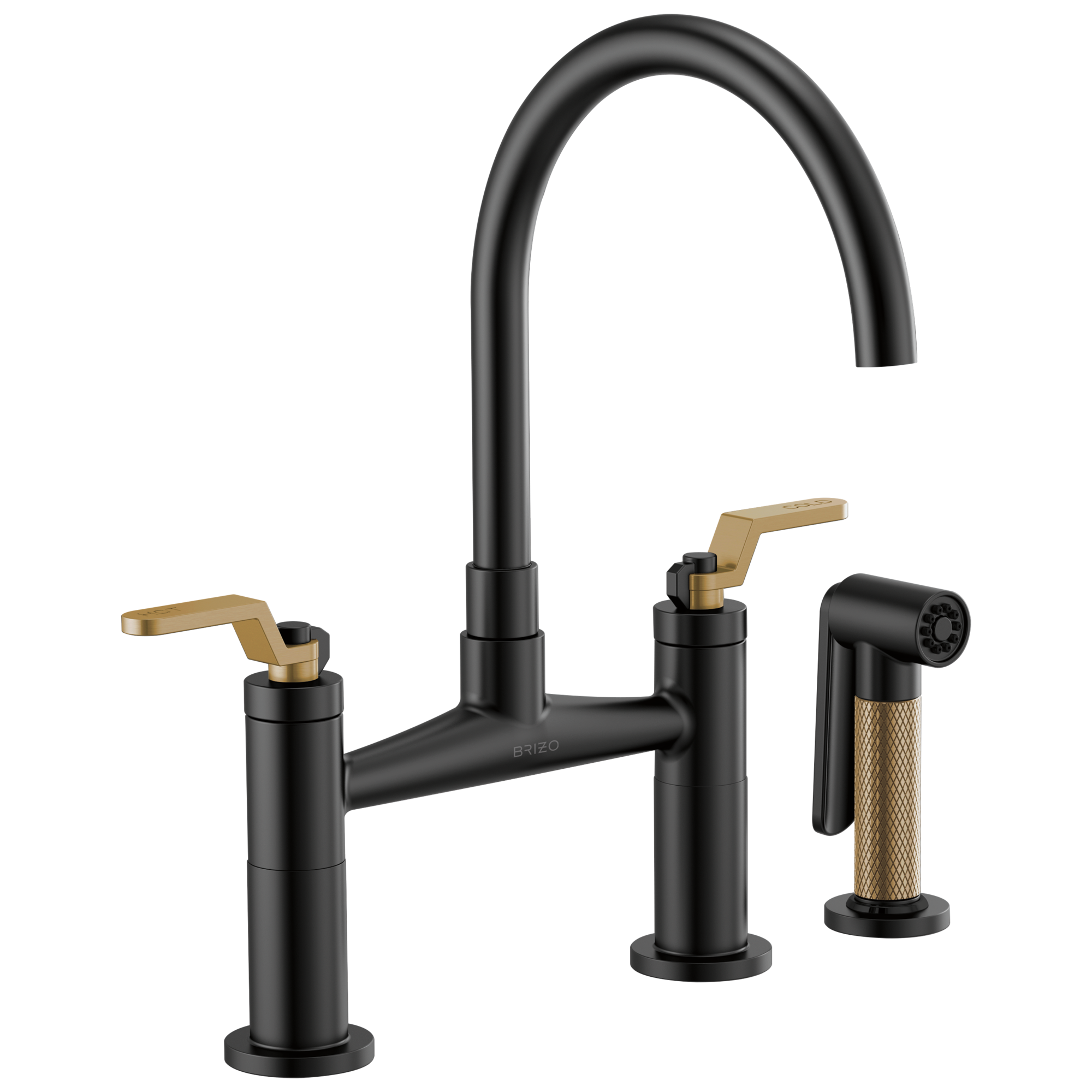 Brizo Litze® Bridge Faucet with Arc Spout and Industrial Handle