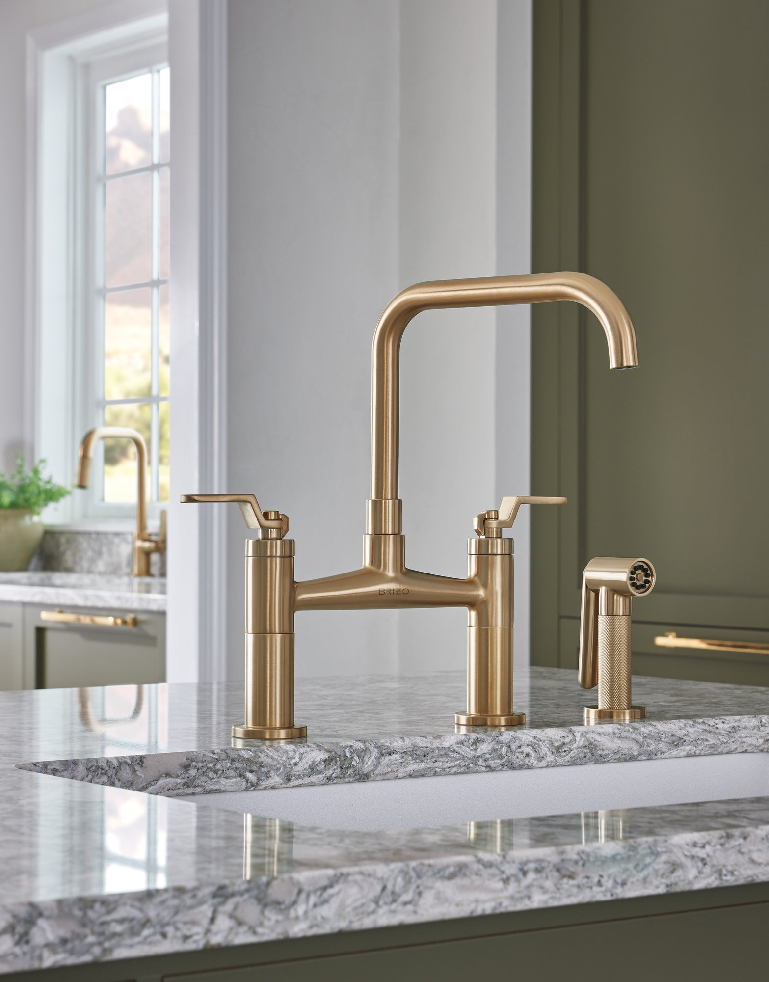 Brizo Litze® Bridge Faucet with Square Spout and Industrial Handle