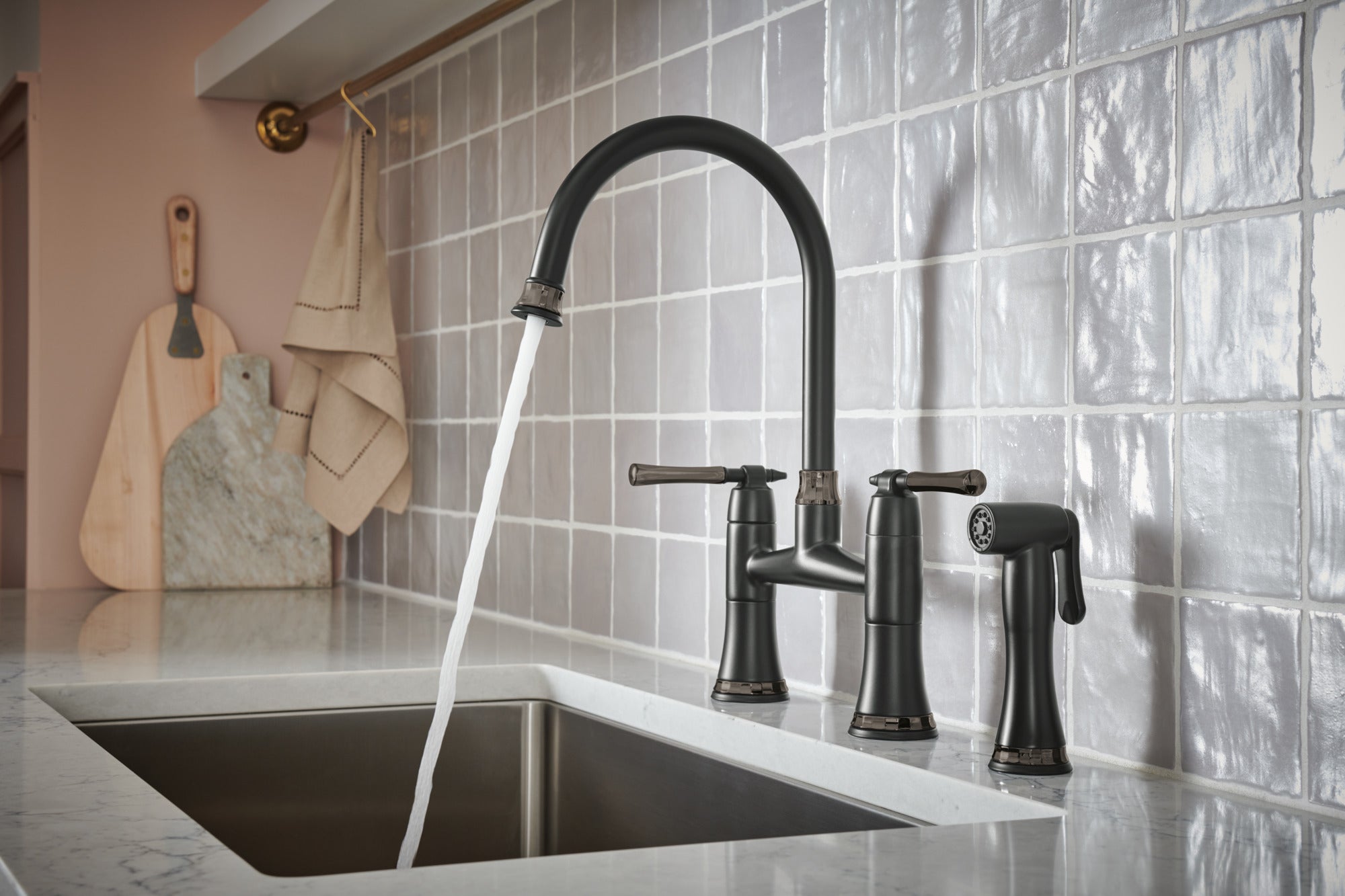 Brizo The Tulham™ Kitchen Collection by Brizo® Bridge Kitchen Faucet with Side Spray