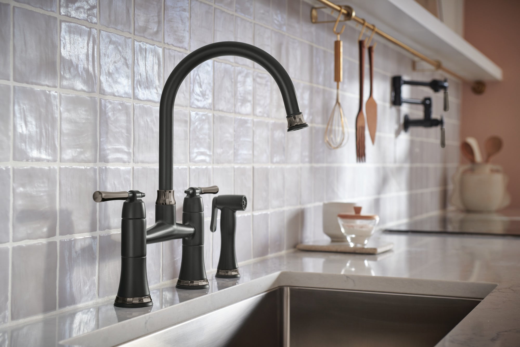 Brizo The Tulham™ Kitchen Collection by Brizo® Bridge Kitchen Faucet with Side Spray