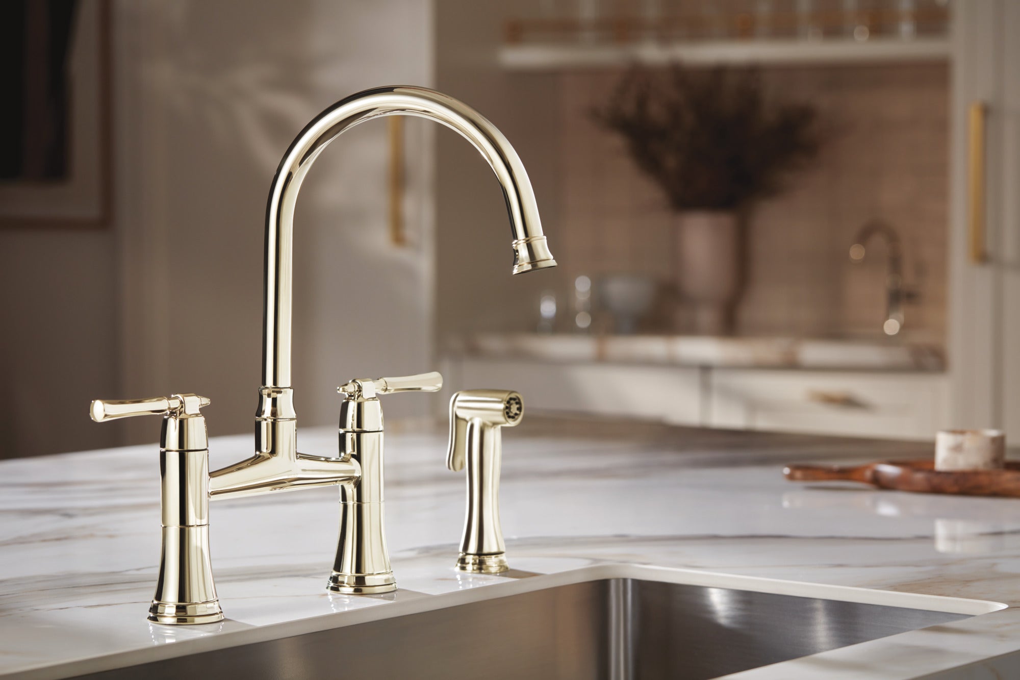 Brizo The Tulham™ Kitchen Collection by Brizo® Bridge Kitchen Faucet with Side Spray