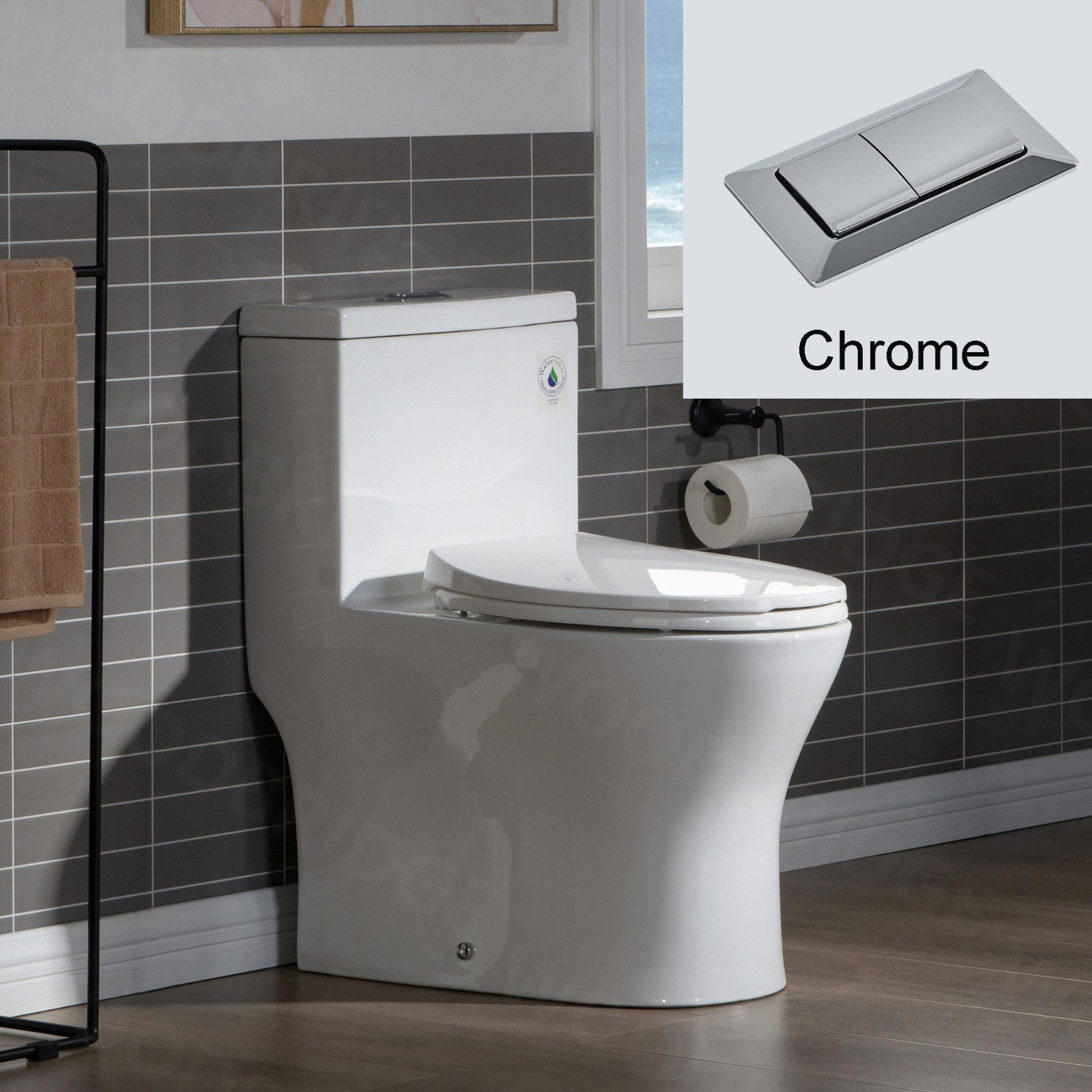 WOODBRIDGE Modern One Piece Dual Flush 1.28 GP Toilet,with Soft Closing Seat
