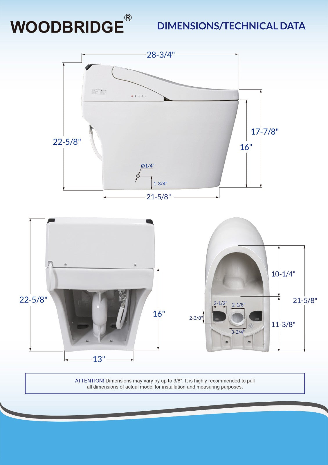 WOODBRIDGE B0960S Auto Flush Smart Toilet with Intelligent Bidet Seat
