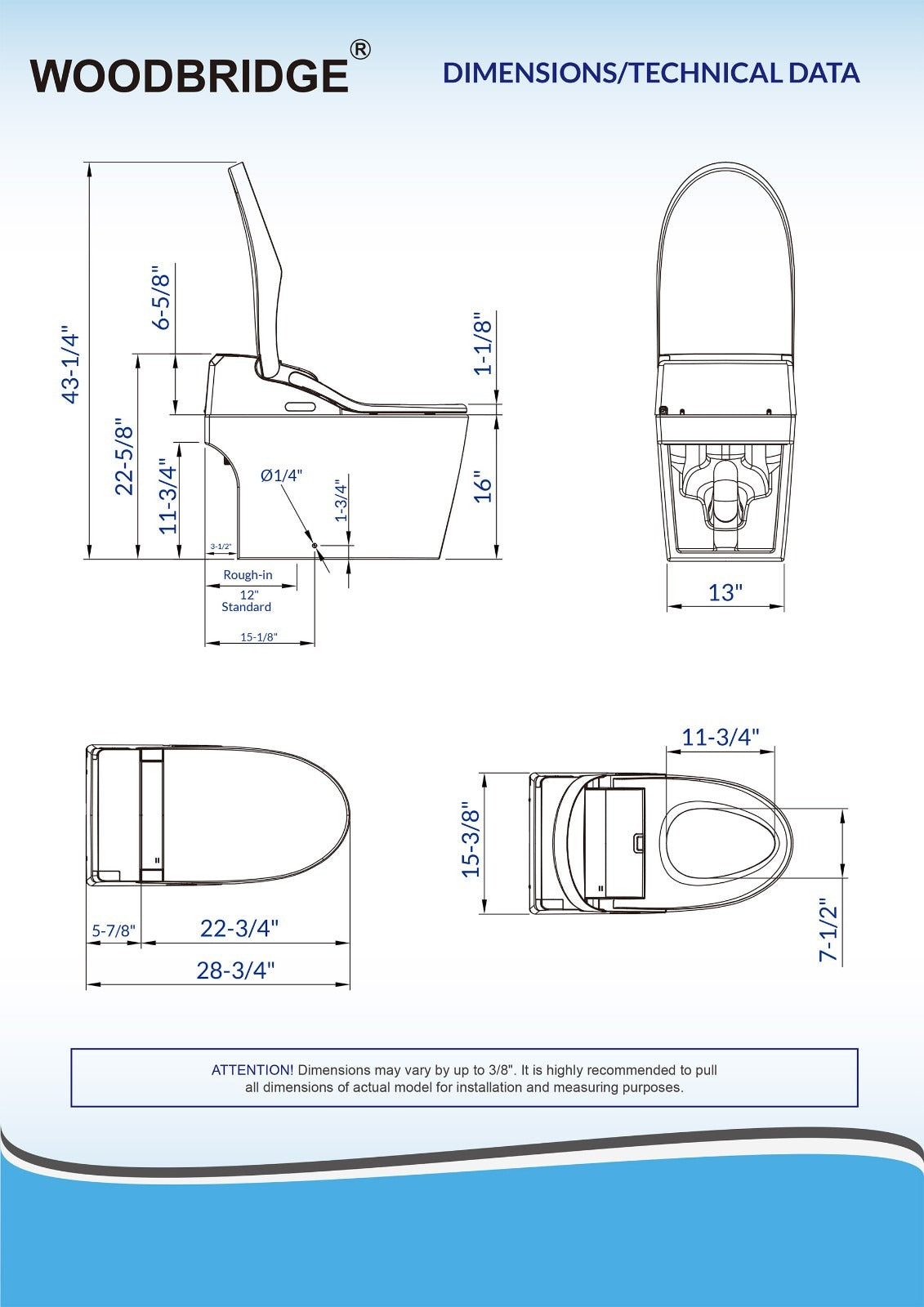 WOODBRIDGE B0960S Auto Flush Smart Toilet with Intelligent Bidet Seat
