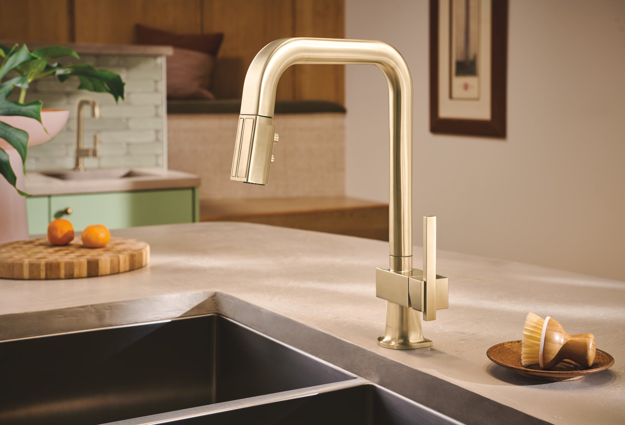 Brizo Frank Lloyd Wright® Pull-Down Kitchen Faucet with Square Spout - Less Handle