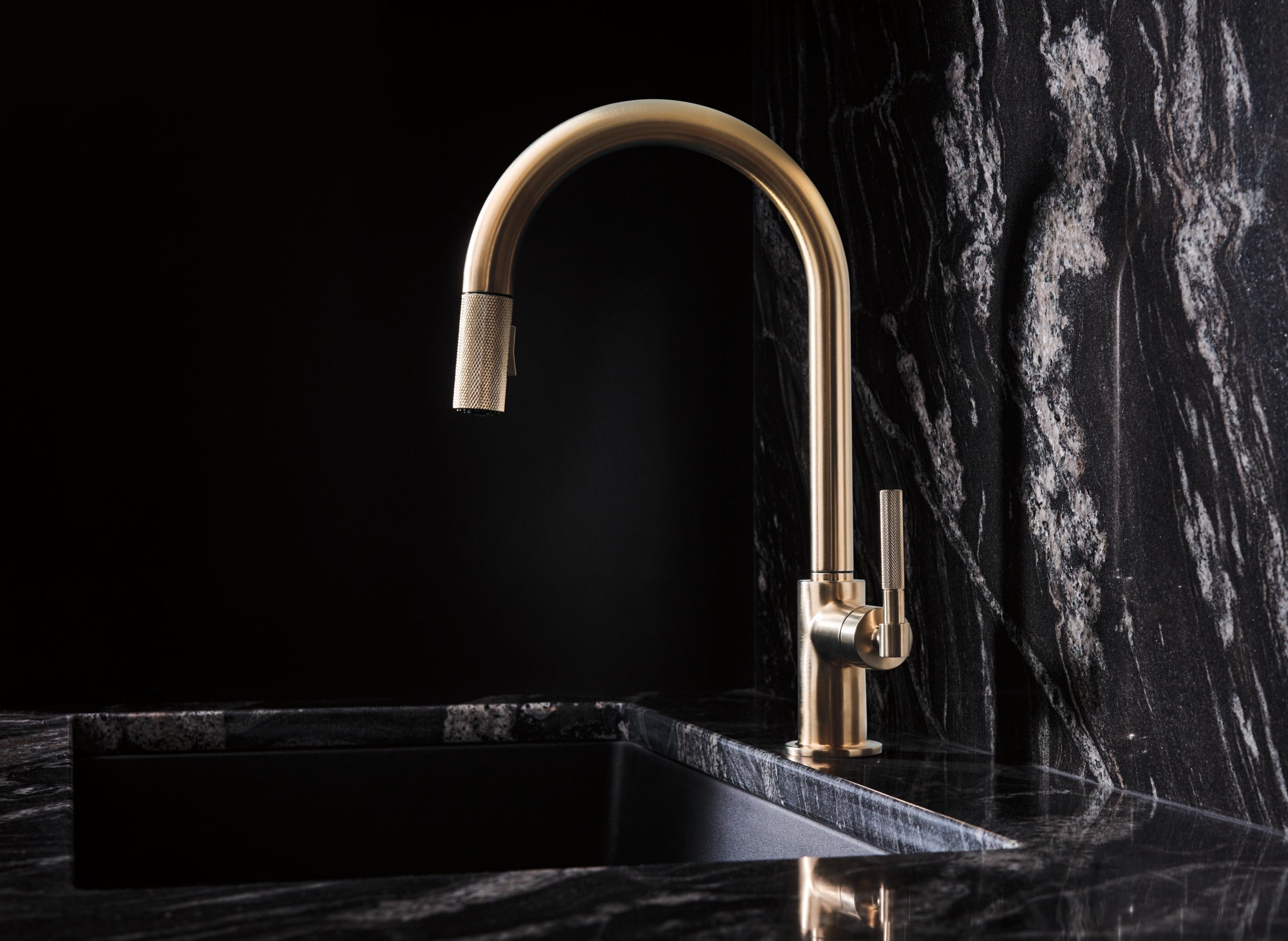 Brizo Litze® Pull-Down Faucet with Arc Spout and Knurled Handle