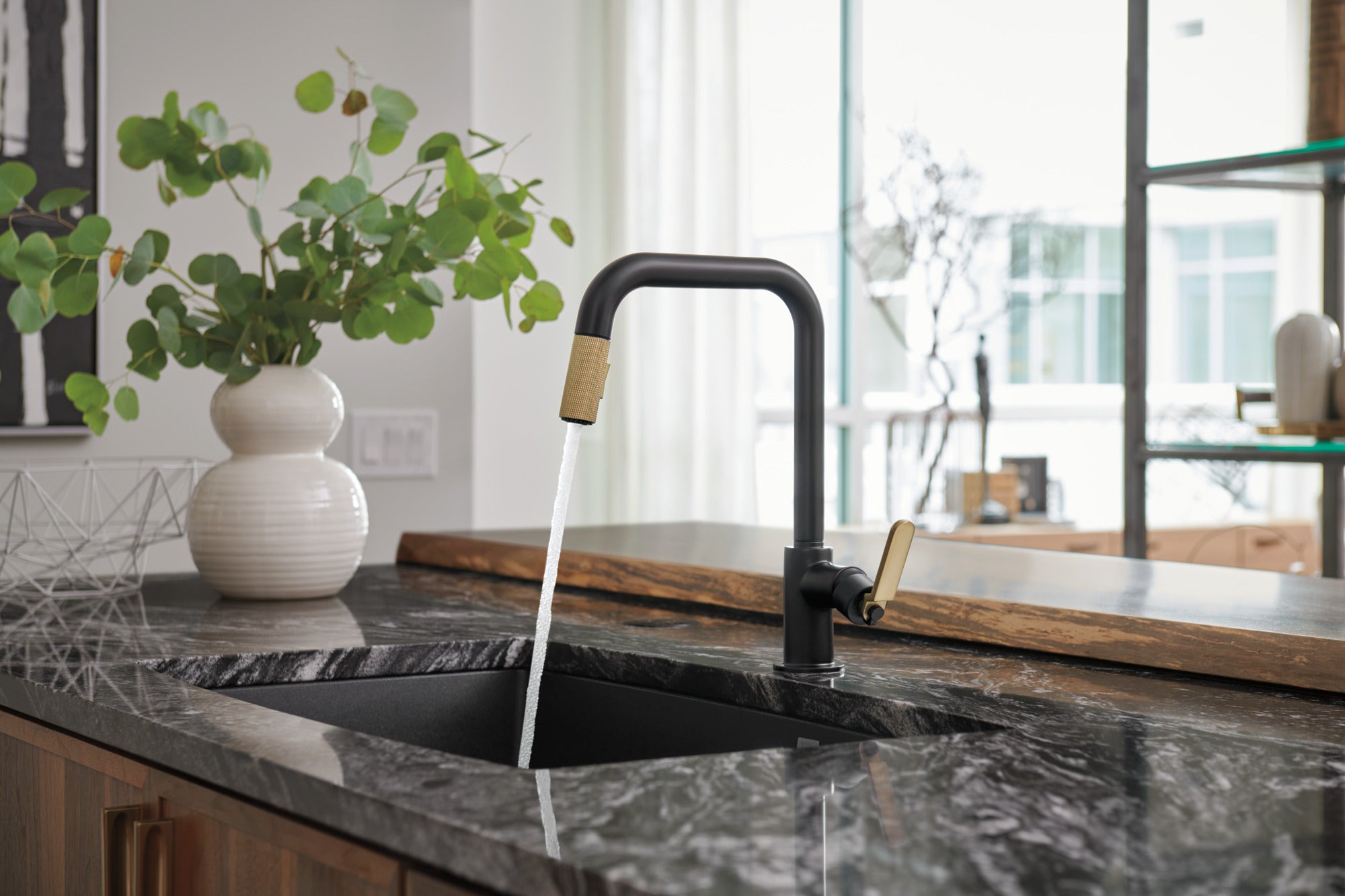 Brizo Litze® Pull-Down Faucet with Square Spout and Industrial Handle
