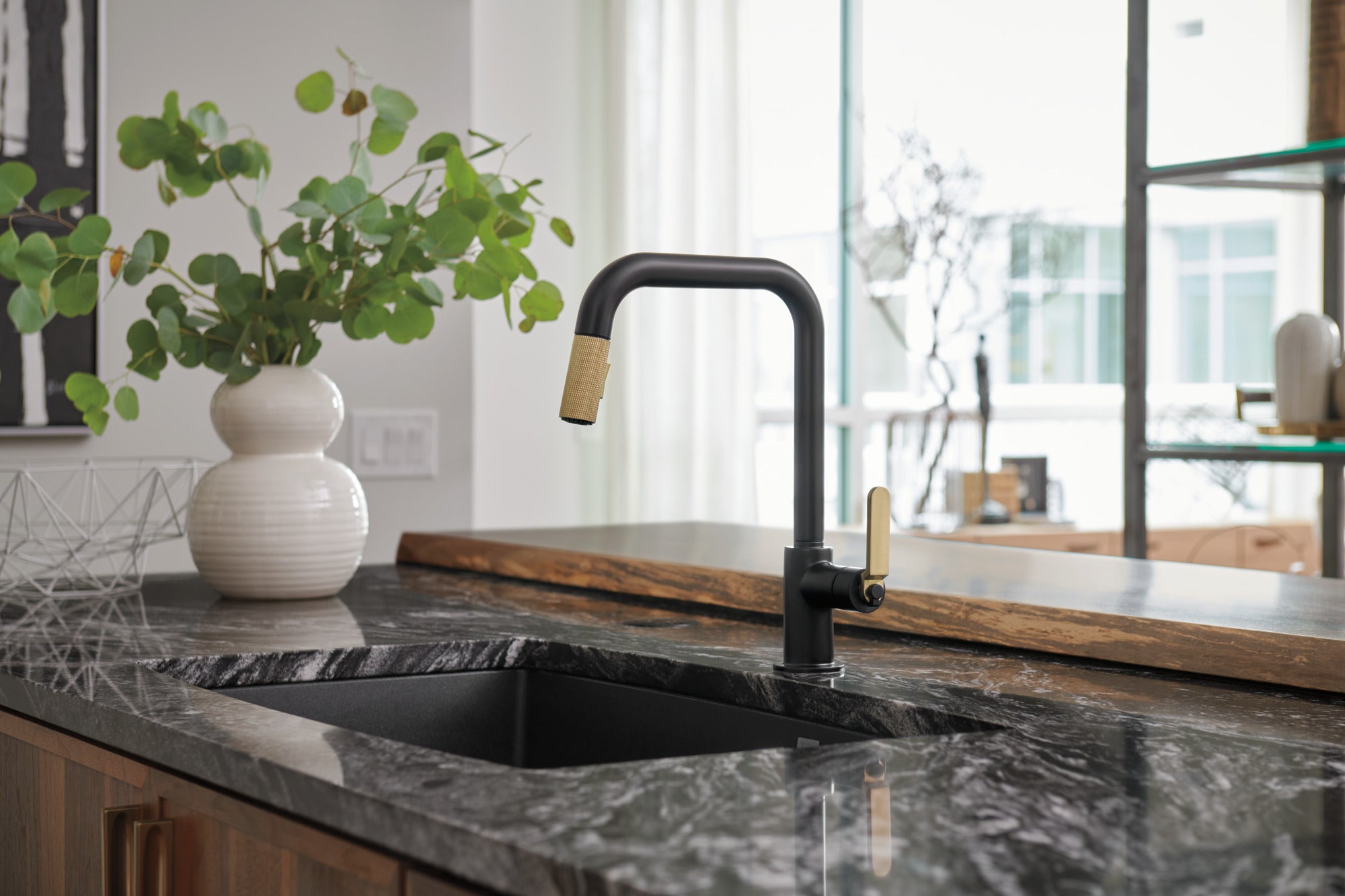 Brizo Litze® Pull-Down Faucet with Square Spout and Industrial Handle