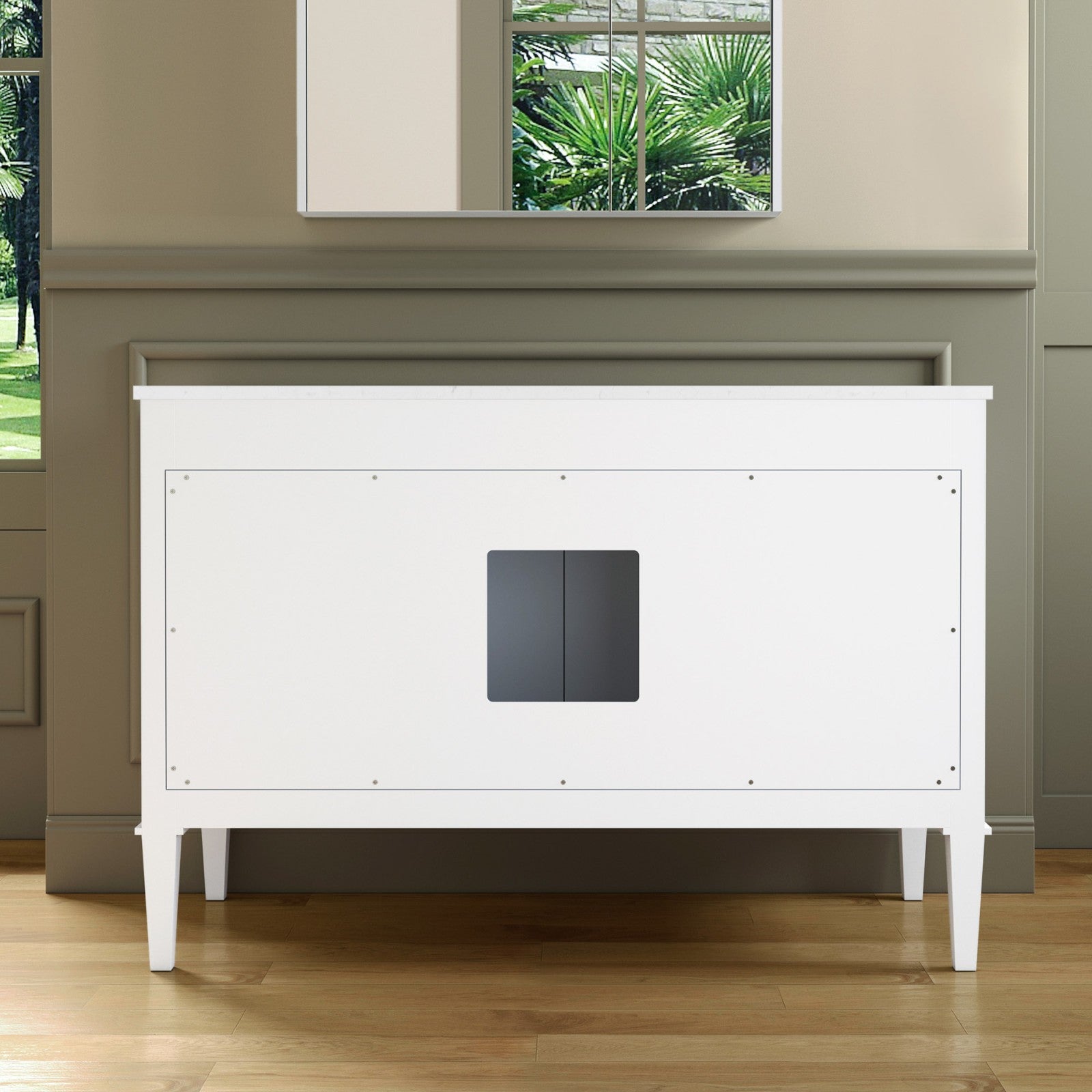 WOODBRIDGE Roma 49"x22"x38" Solid Wood Bath Vanity in White with Gold Hardware and Carrara Engineered Stone Composite vanity top with 3 Pre-Drilled Holes, Roma-4821-White+CALAVT4922D-8