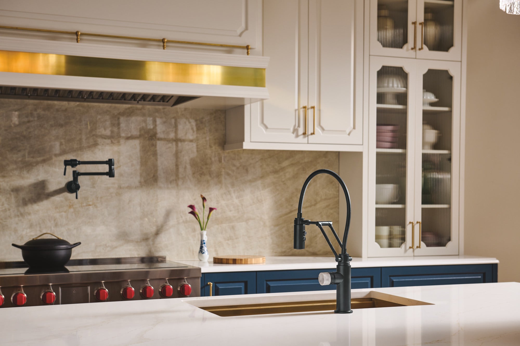 Brizo Odin® Kitchen Faucet White Marble Knob Handle Kit