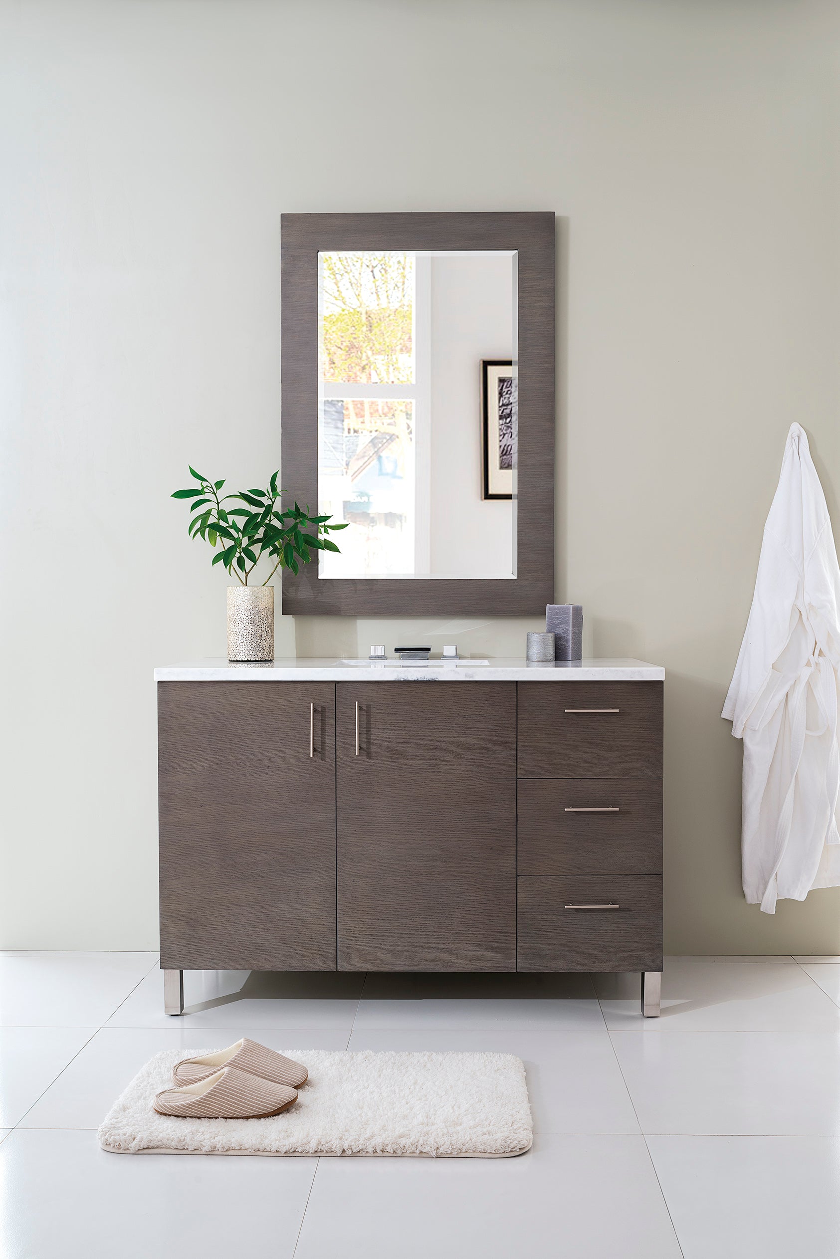James Martin Metropolitan 48" Single Vanity in Silver Oak with 3cm Countertop